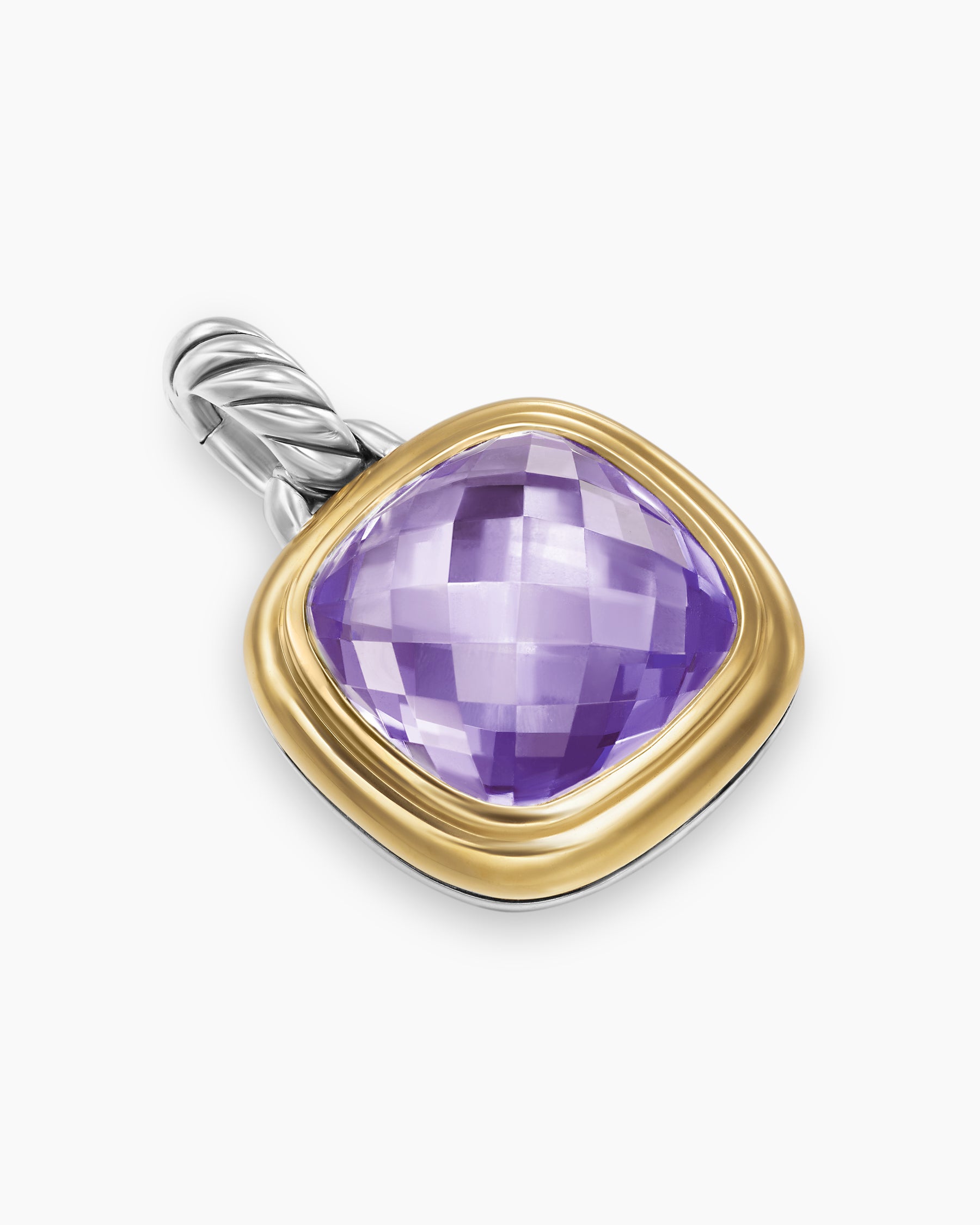 Albion Pendant in Sterling Silver with 18K Yellow Gold and Amethyst, 11mm - Image 3