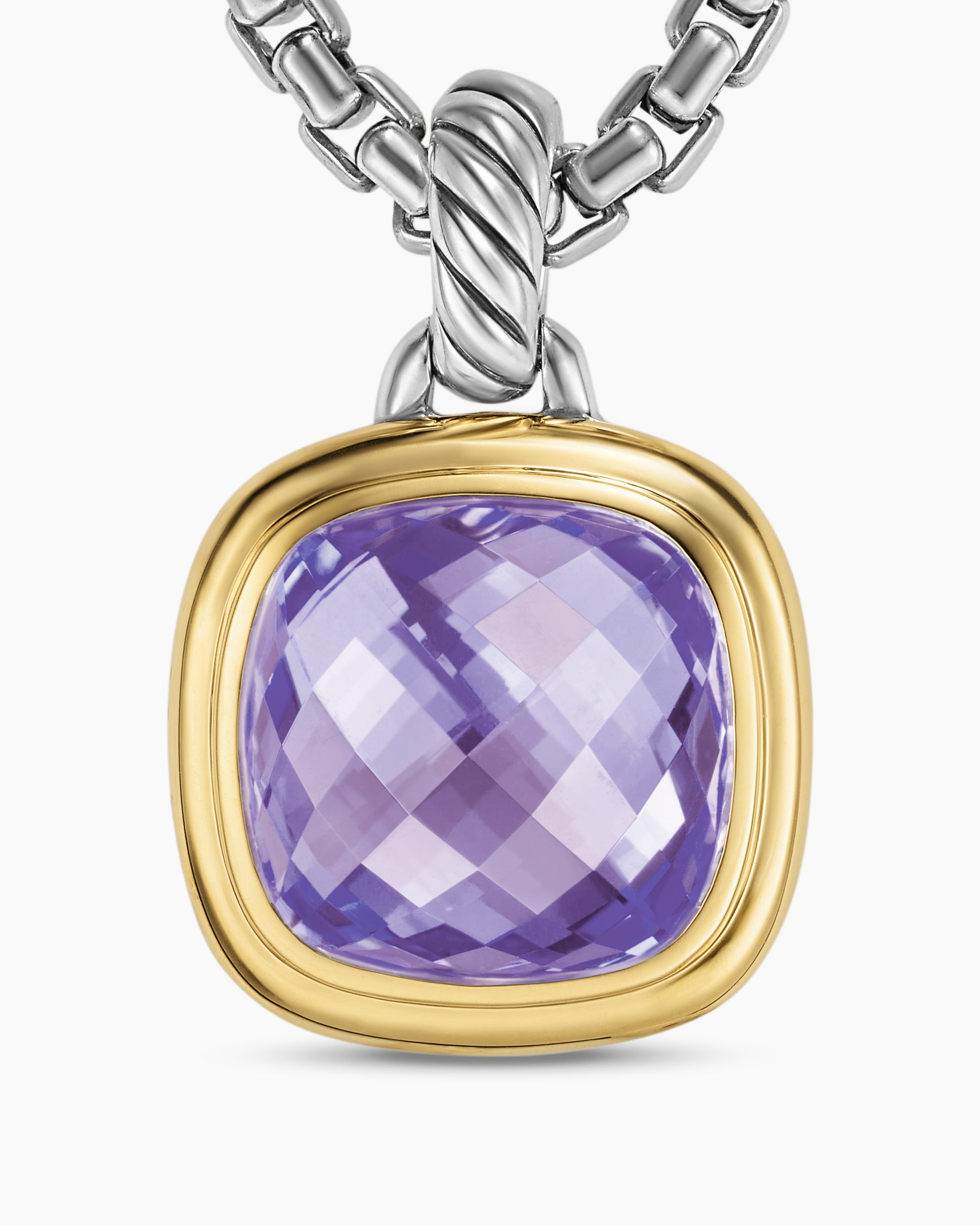 Albion Pendant in Sterling Silver with 18K Yellow Gold and Amethyst, 11mm - Image 5
