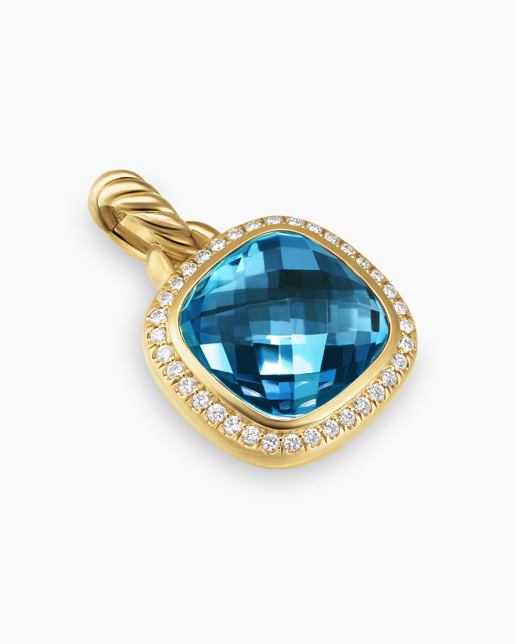 Albion Pendant in 18K Yellow Gold with Hampton Blue Topaz and Diamonds, 11mm - Image 3