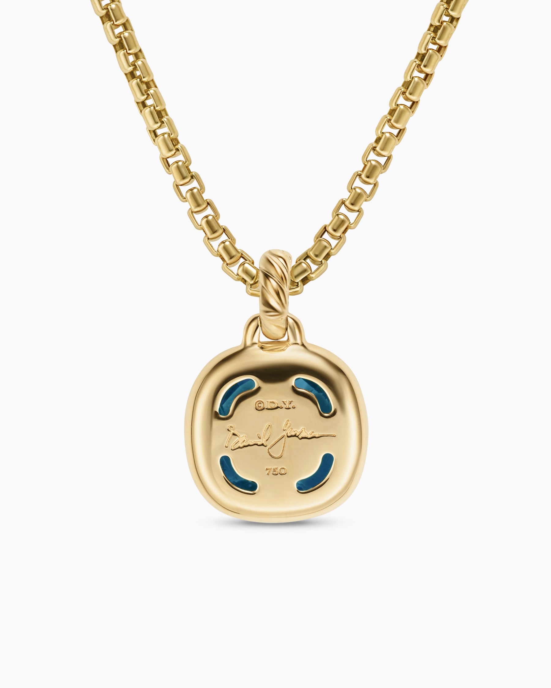 Albion Pendant in 18K Yellow Gold with Hampton Blue Topaz and Diamonds, 11mm - Image 4