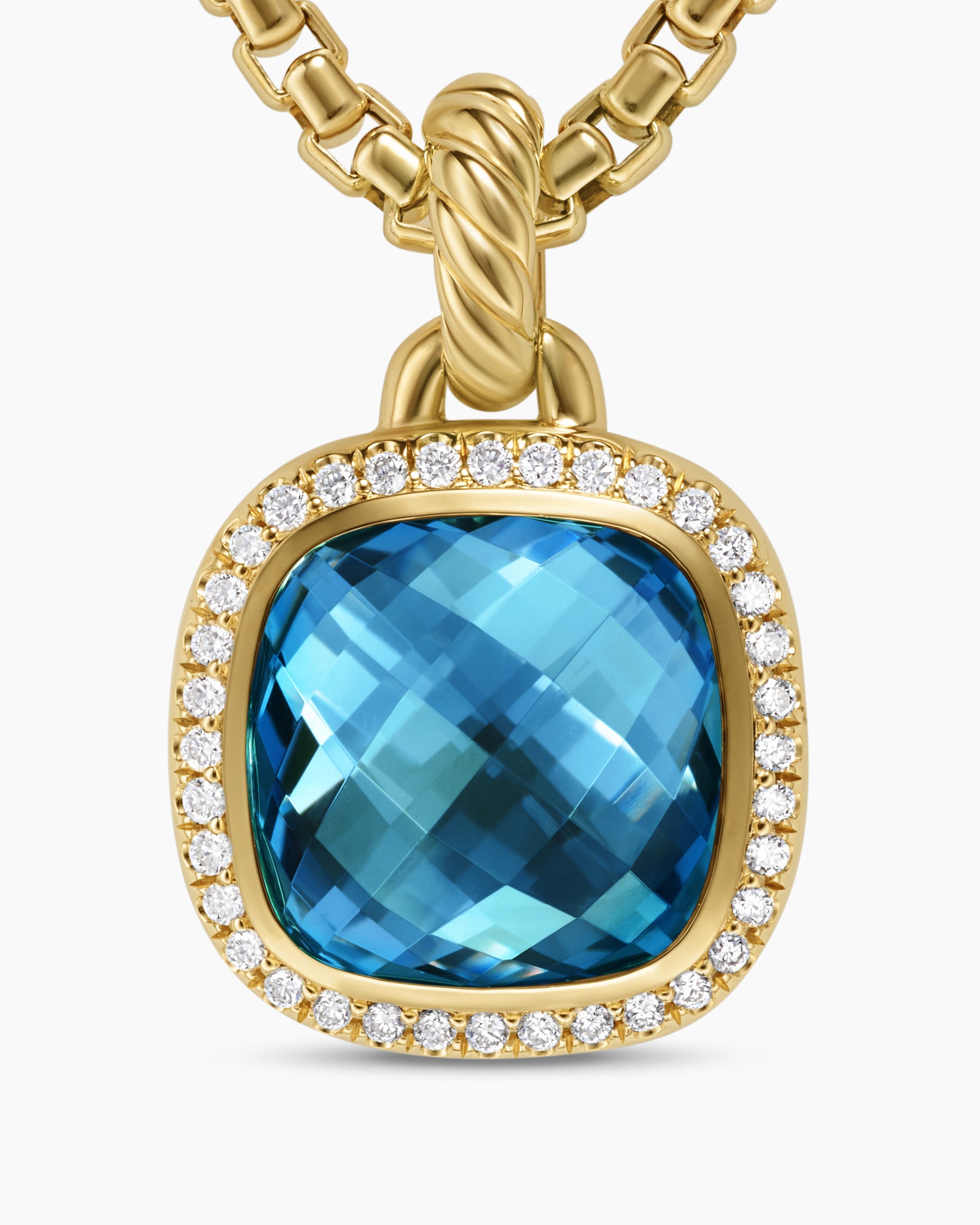 Albion Pendant in 18K Yellow Gold with Hampton Blue Topaz and Diamonds, 11mm - Image 5