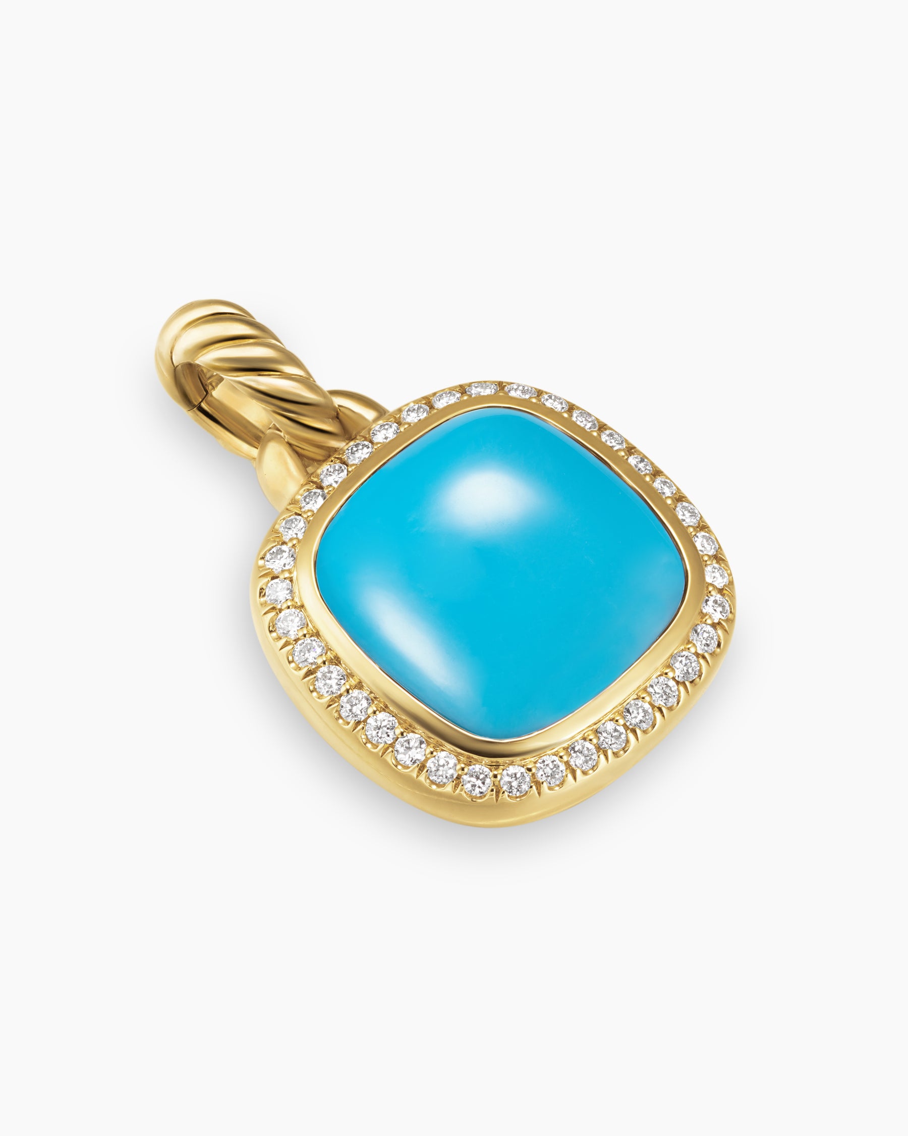 Albion Pendant in 18K Yellow Gold with Turquoise and Diamonds, 11mm - Image 3