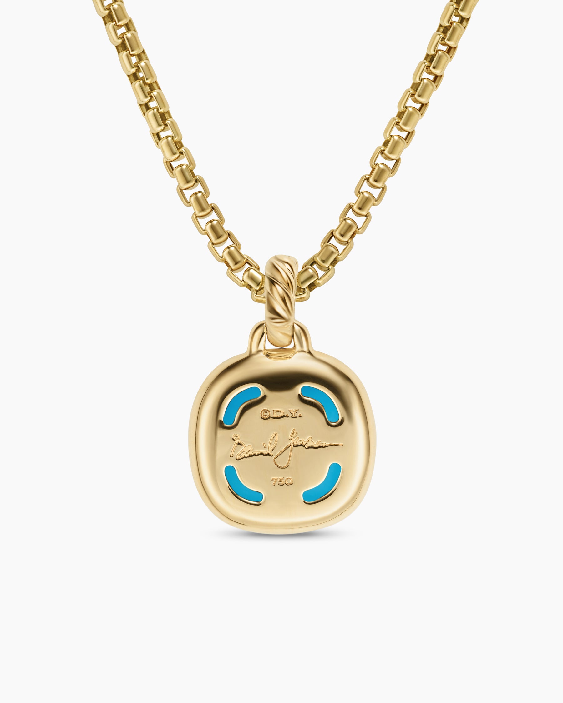 Albion Pendant in 18K Yellow Gold with Turquoise and Diamonds, 11mm - Image 4