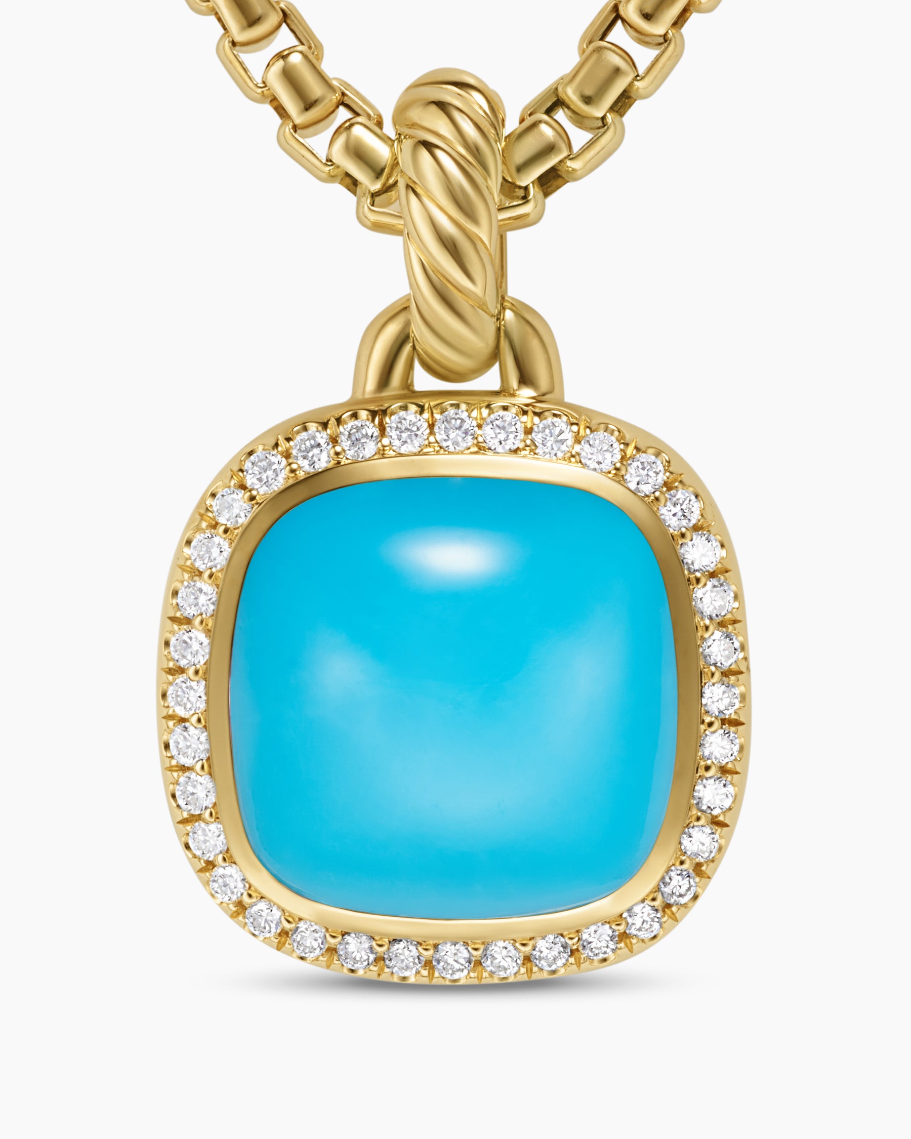 Albion Pendant in 18K Yellow Gold with Turquoise and Diamonds, 11mm - Image 5