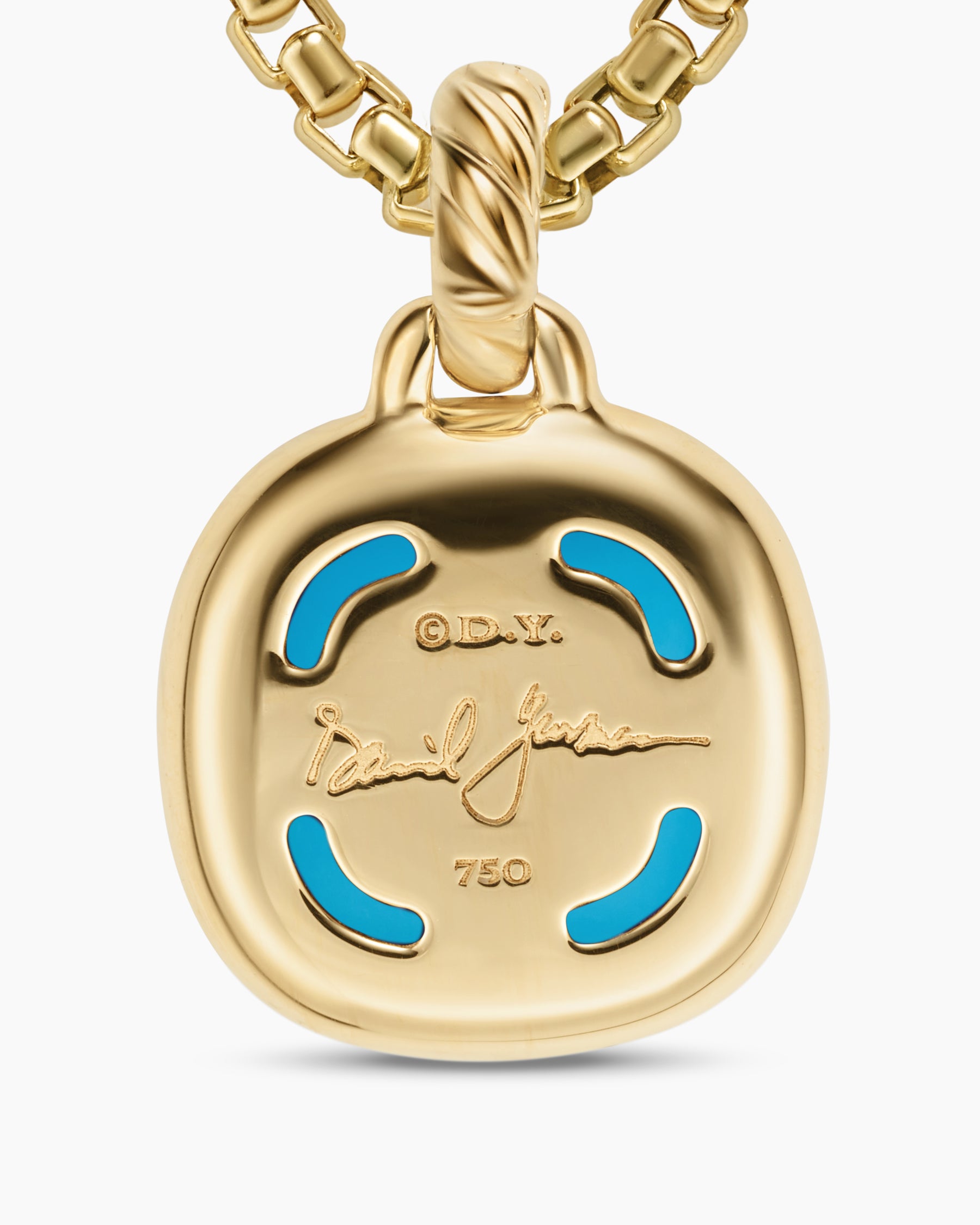 Albion Pendant in 18K Yellow Gold with Turquoise and Diamonds, 11mm - Image 6