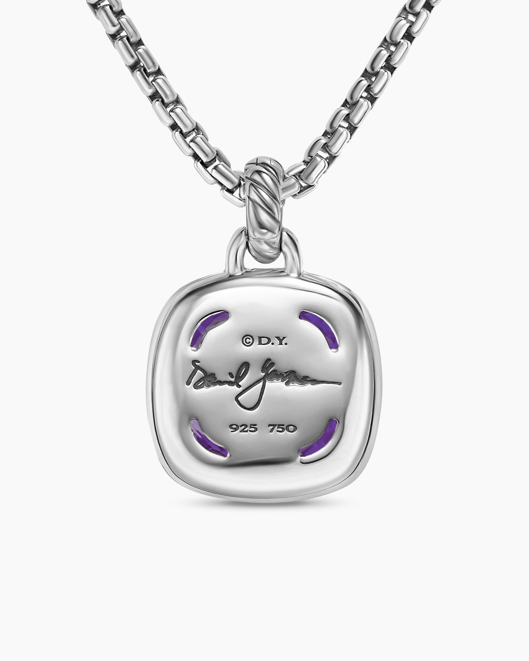 Albion Pendant in Sterling Silver with 18K Yellow Gold and Amethyst, 15mm - Image 4