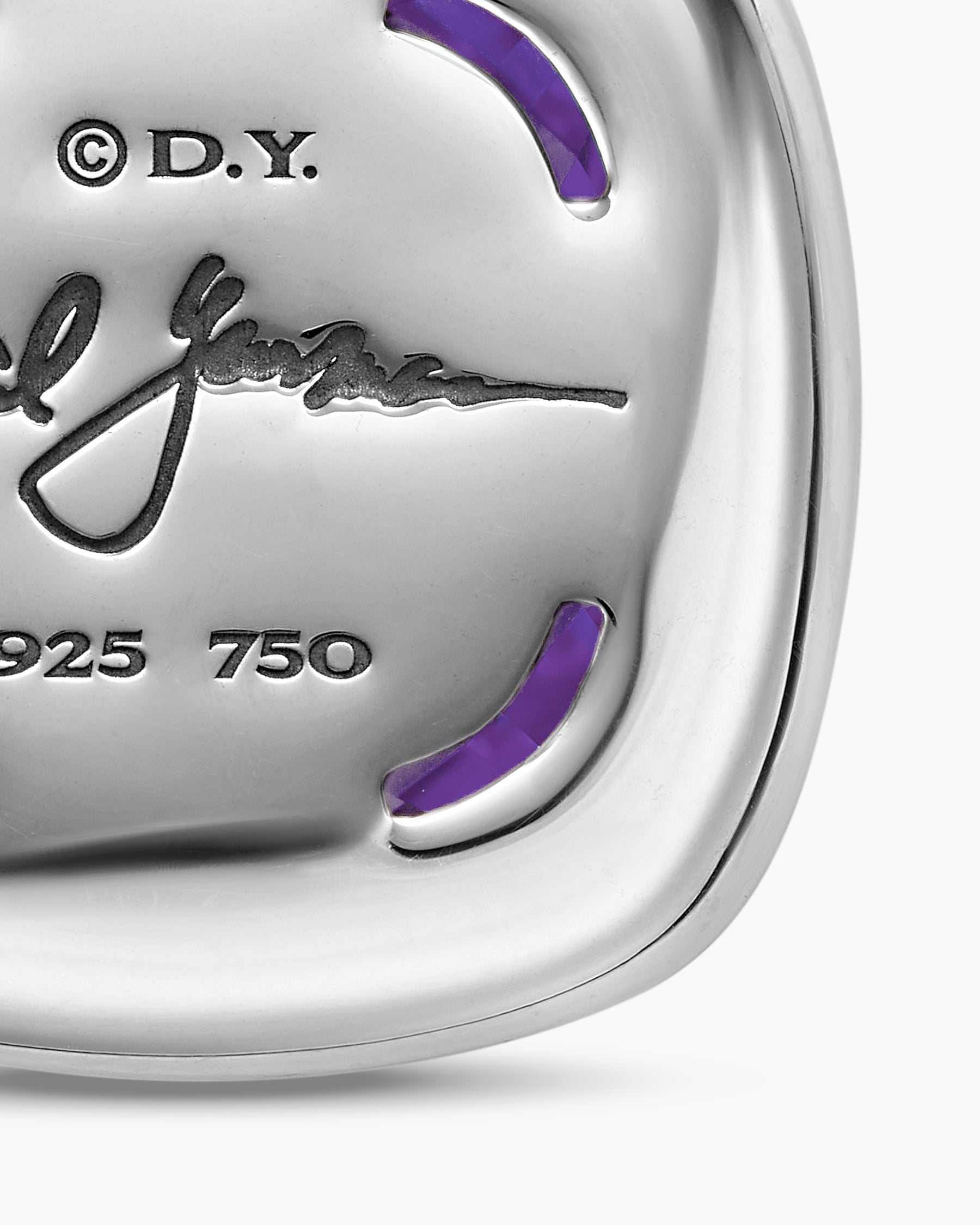 Albion Pendant in Sterling Silver with 18K Yellow Gold and Amethyst, 15mm - Image 6