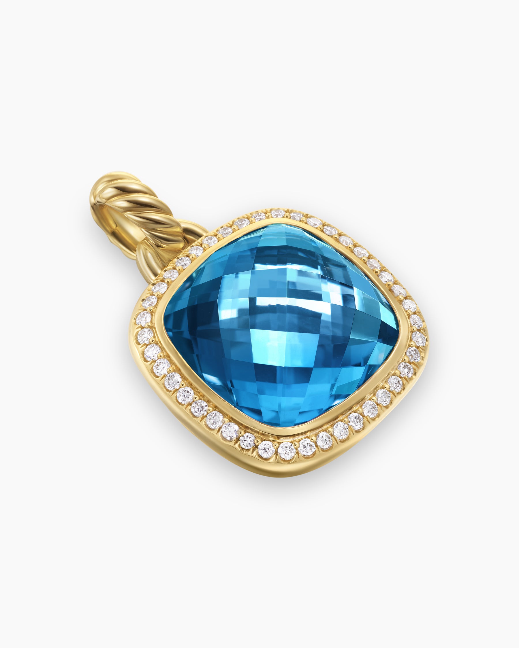 Albion Pendant in 18K Yellow Gold with Hampton Blue Topaz and Diamonds, 15mm - Image 3