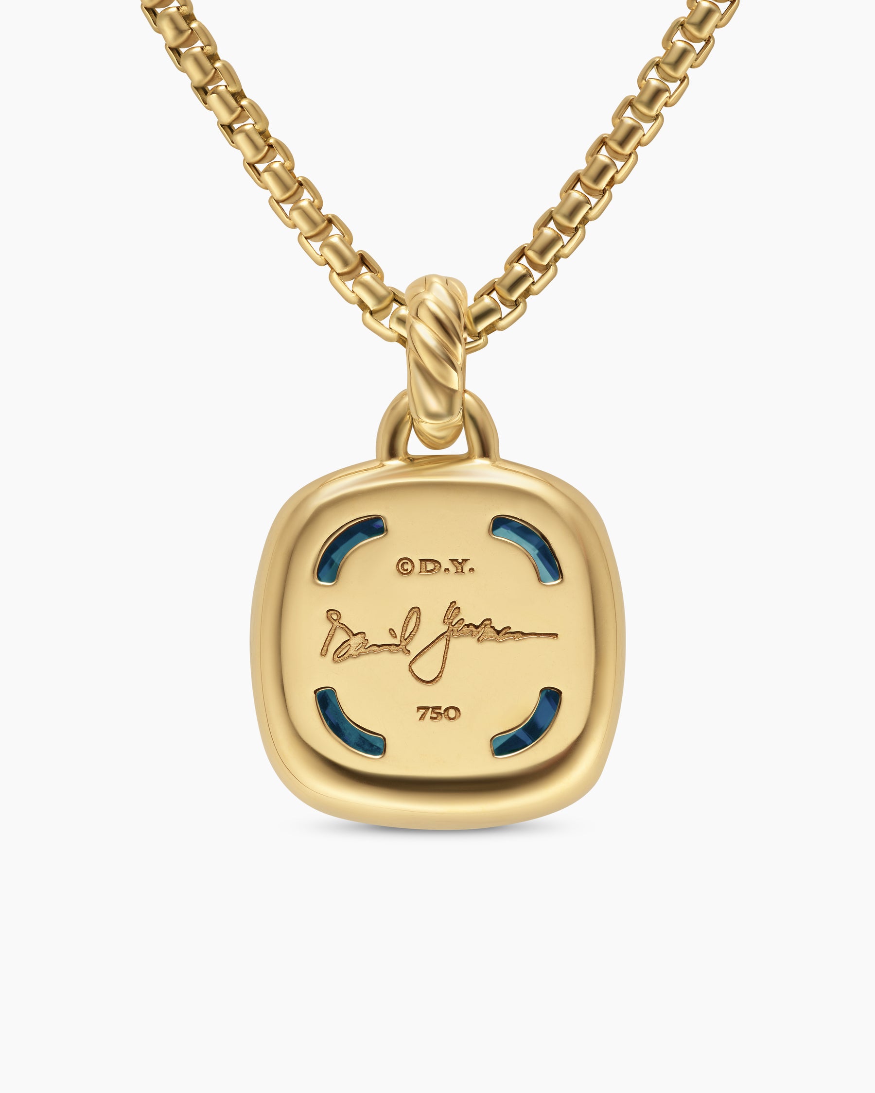 Albion Pendant in 18K Yellow Gold with Hampton Blue Topaz and Diamonds, 15mm - Image 4