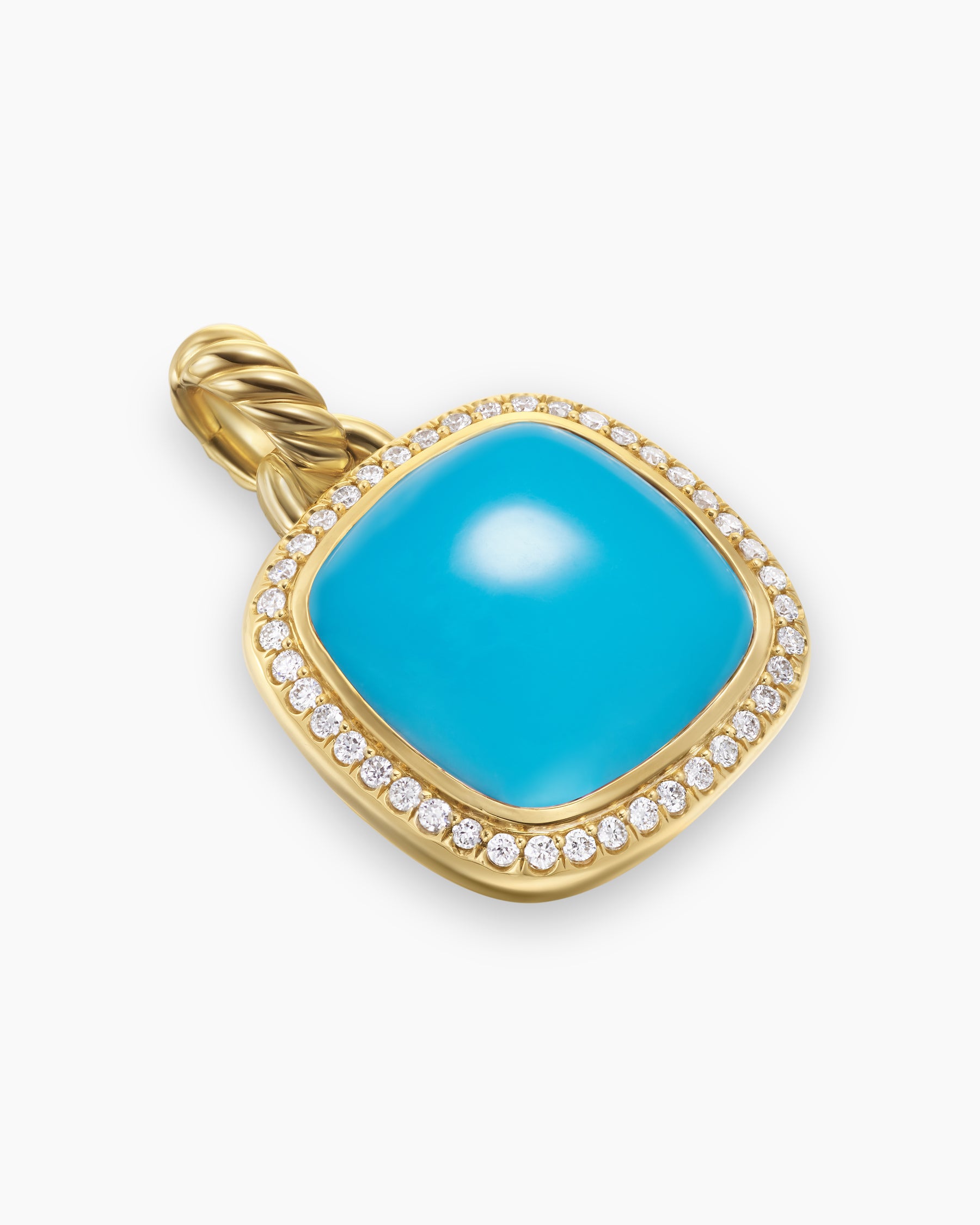 Albion Pendant in 18K Yellow Gold with Turquoise and Diamonds, 15mm - Image 3