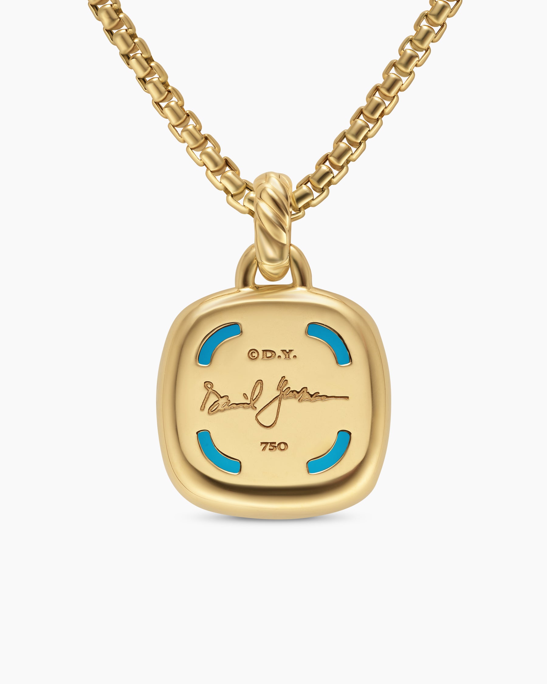 Albion Pendant in 18K Yellow Gold with Turquoise and Diamonds, 15mm - Image 4