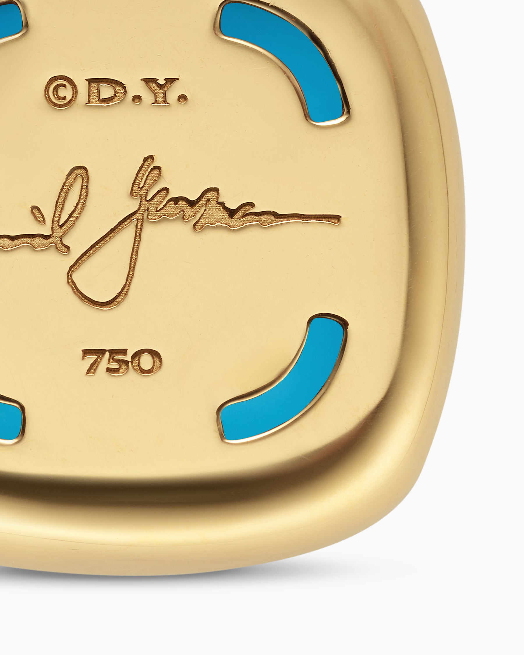 Albion Pendant in 18K Yellow Gold with Turquoise and Diamonds, 15mm - Image 6