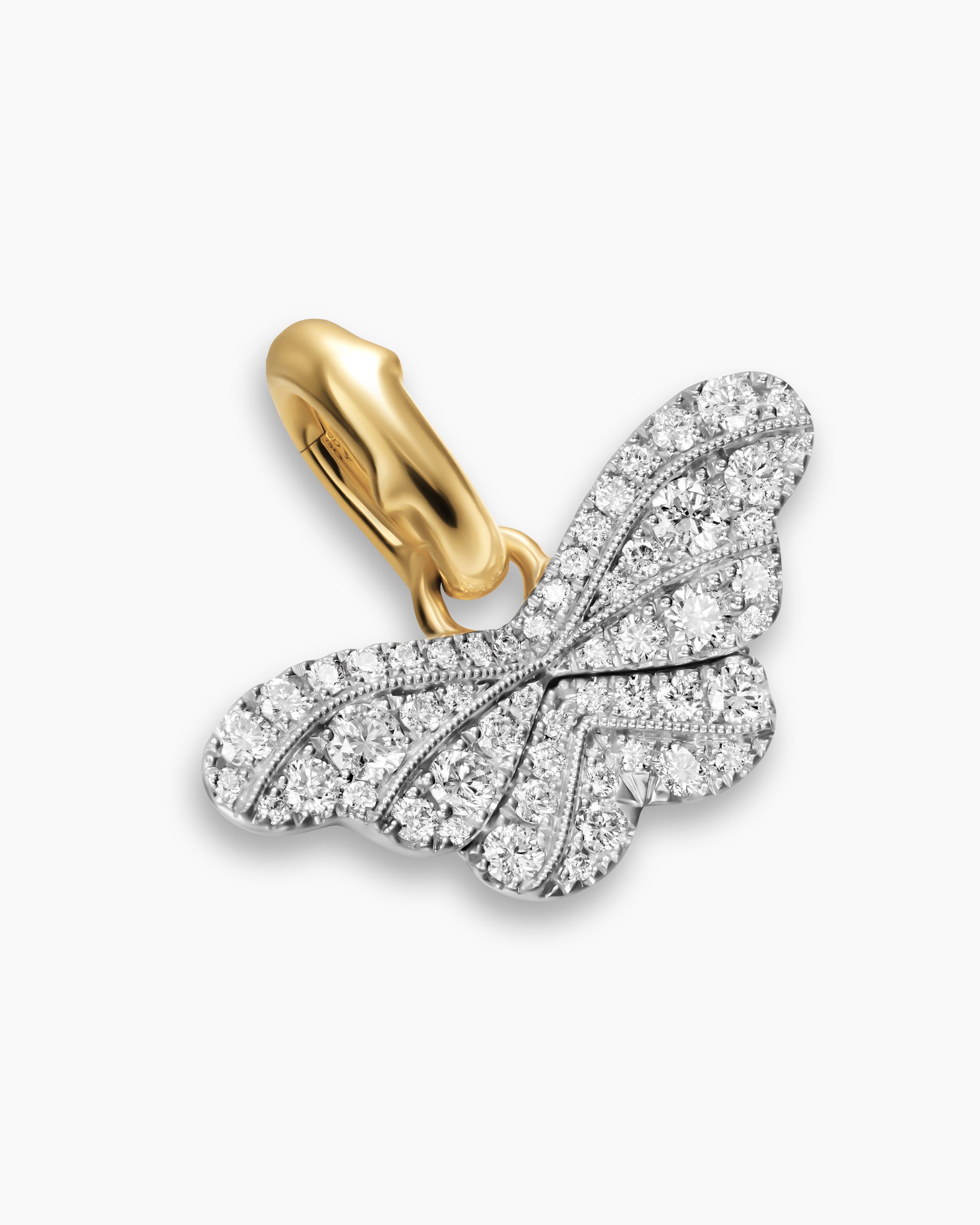 Butterfly Amulet in 18K White and Yellow Gold with Diamonds, 9.1mm - Image 3