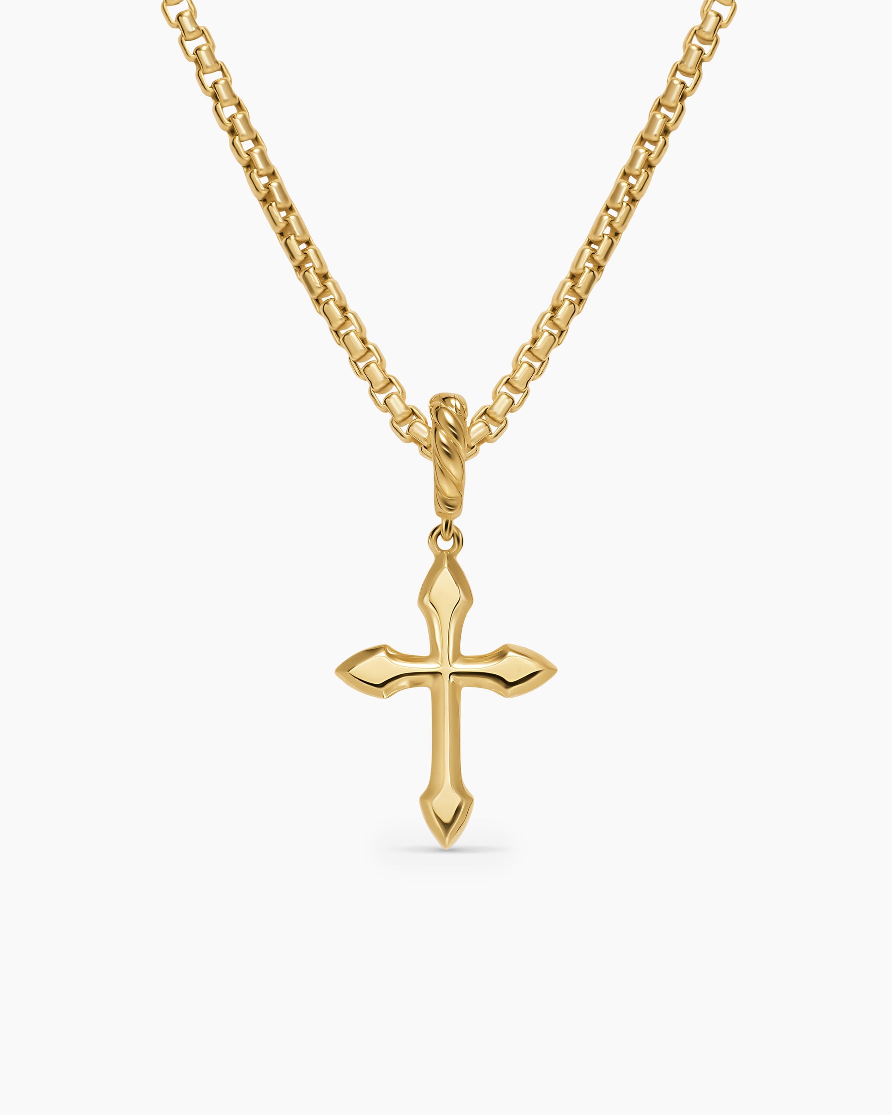 Petite Gothic Cross Amulet in 18K Yellow Gold with Diamonds, 15.2mm - Image 4