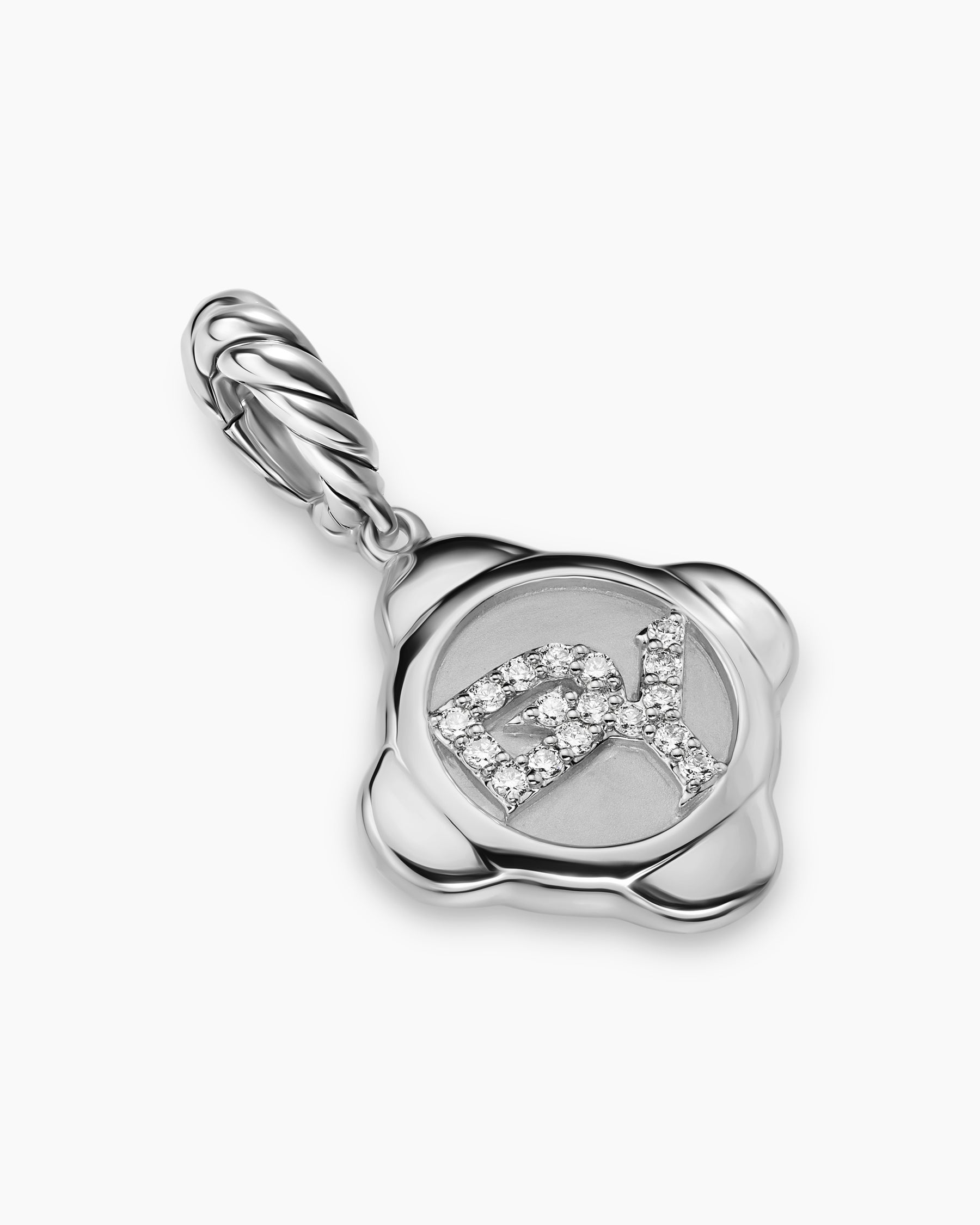 Cable Collectibles DY Logo Amulet in Sterling Silver with Diamonds, 13.7mm - Image 2