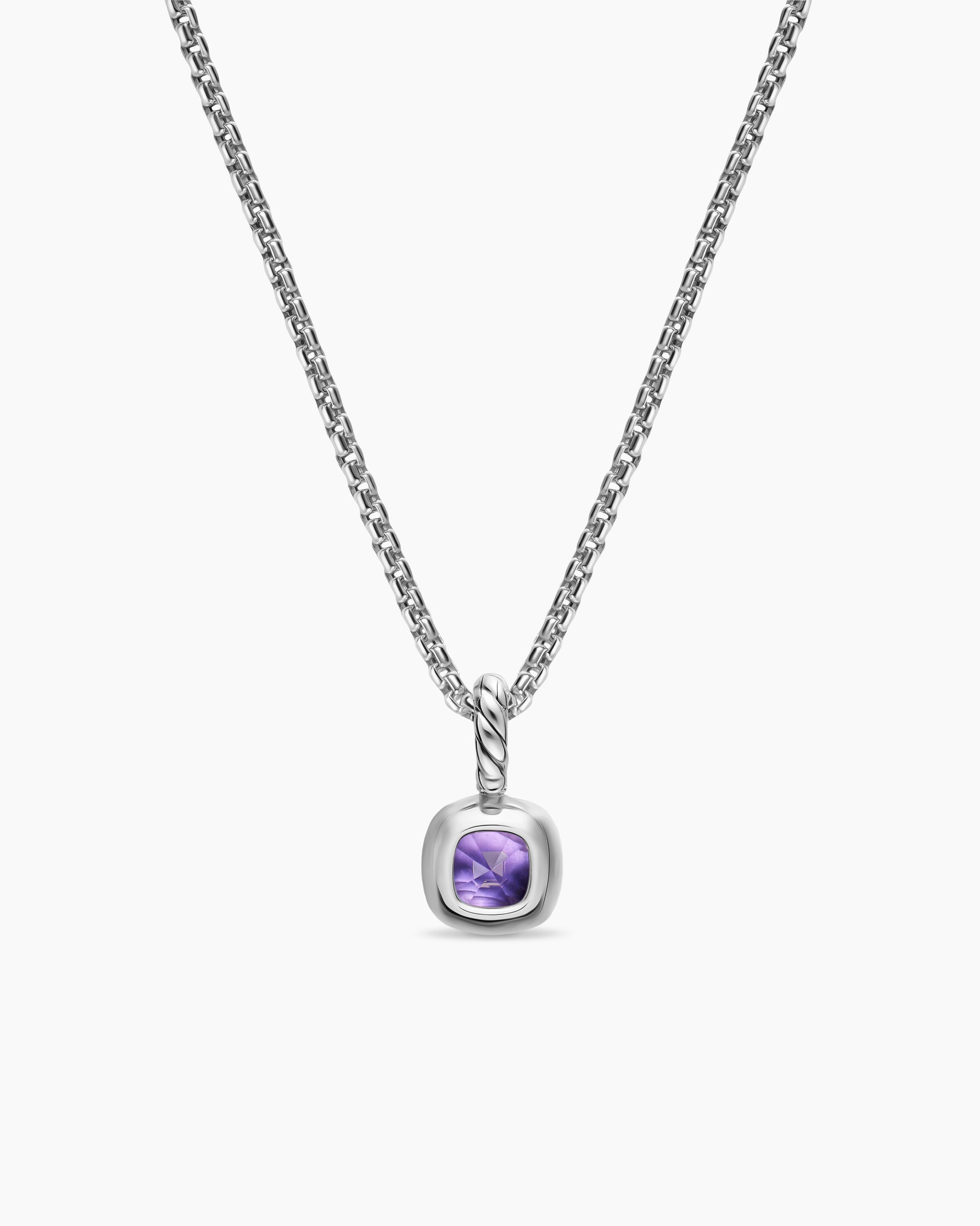 Mini Cushion Cut Amulet in Sterling Silver with 14K Yellow Gold and Amethyst, 5.5mm - Image 4