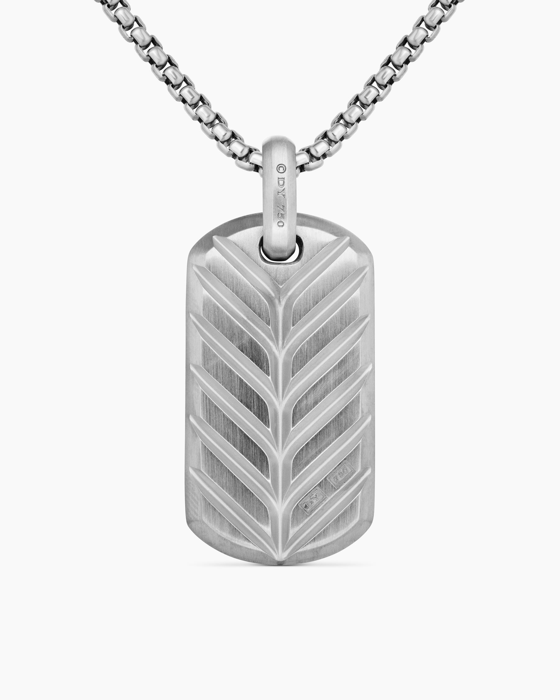 Chevron Tag in 18K White Gold with Paraiba Tourmalines, 35mm - Image 3