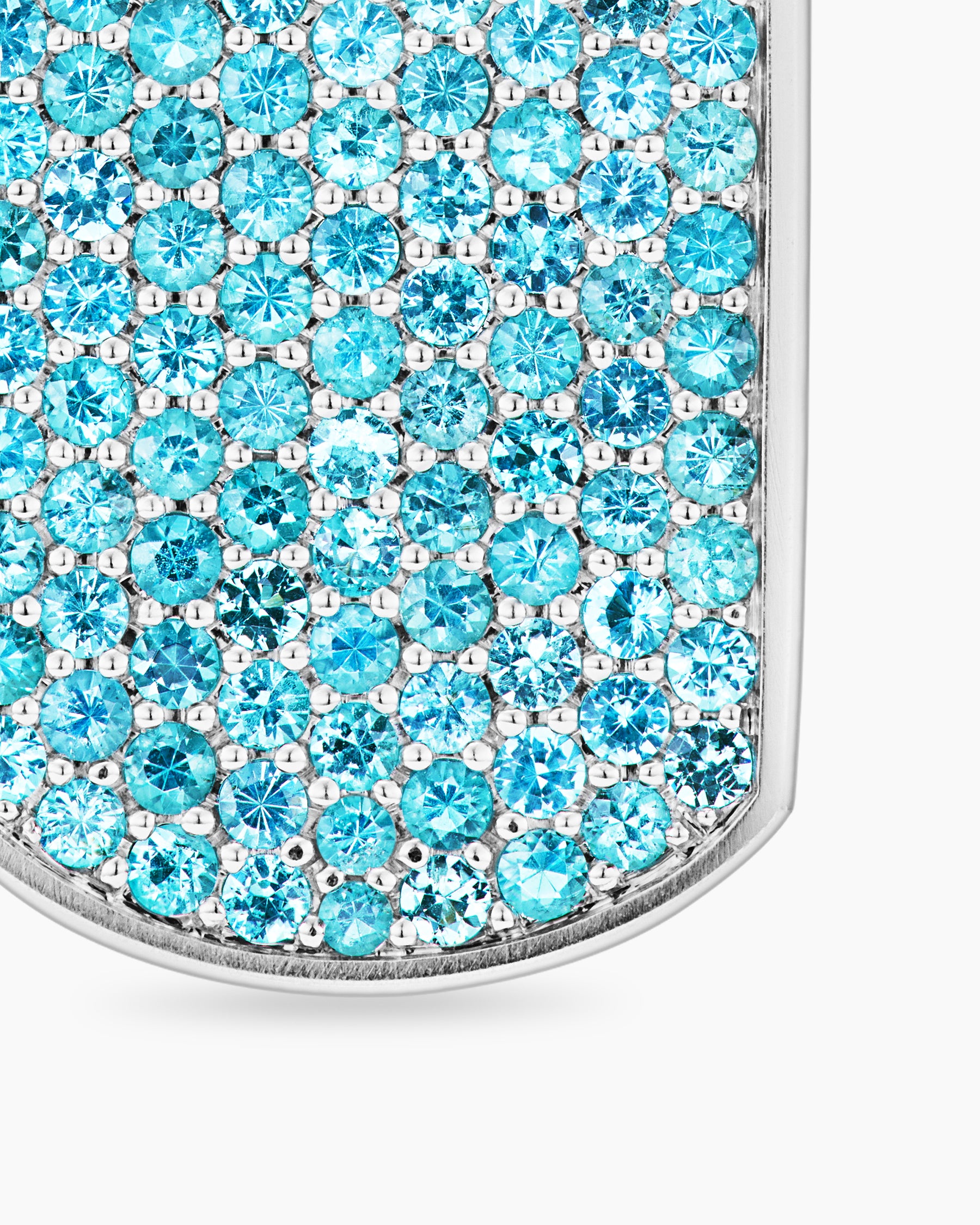 Chevron Tag in 18K White Gold with Paraiba Tourmalines, 35mm - Image 4