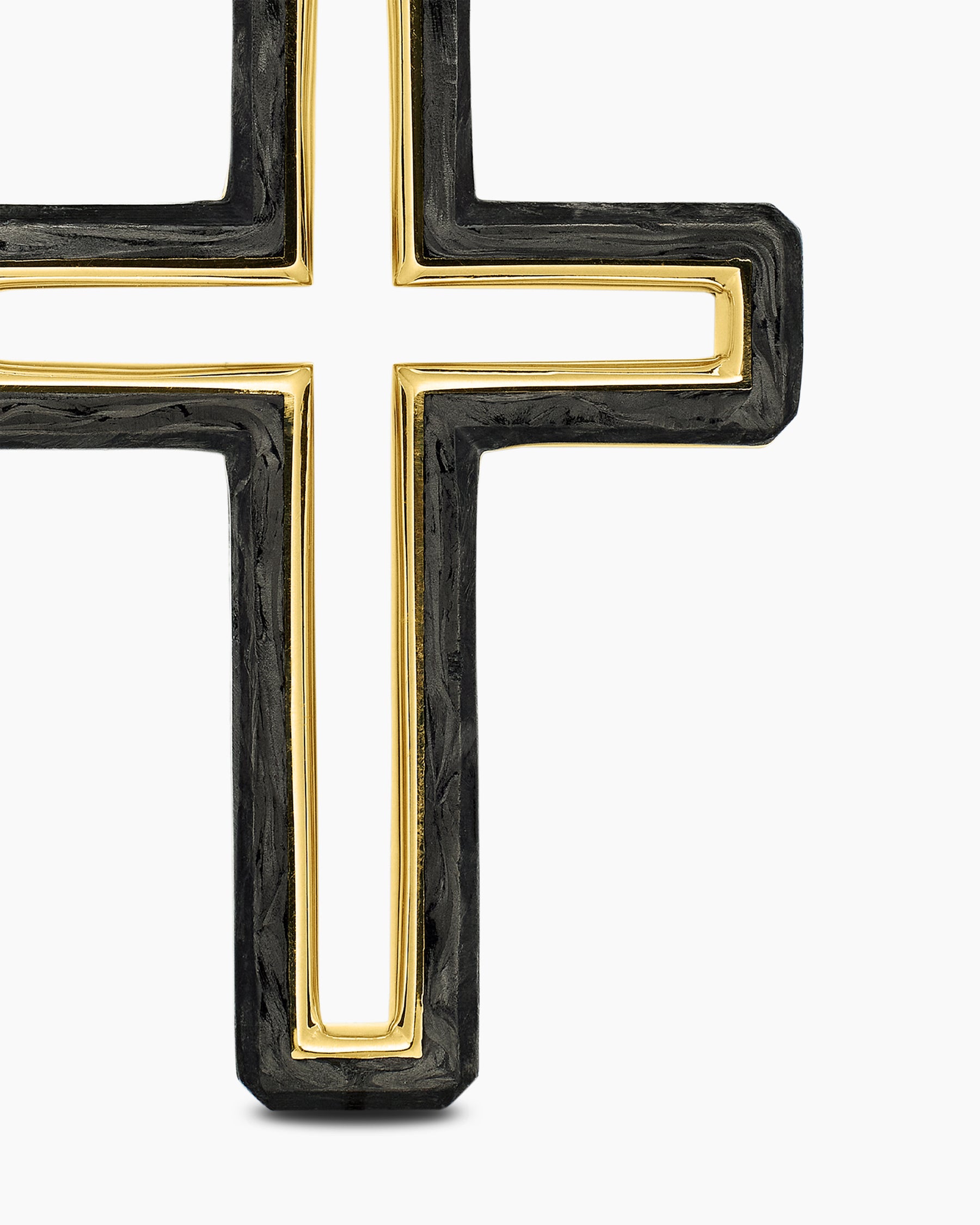 Forged Carbon Cross Pendant in 18K Yellow Gold, 37mm - Image 5