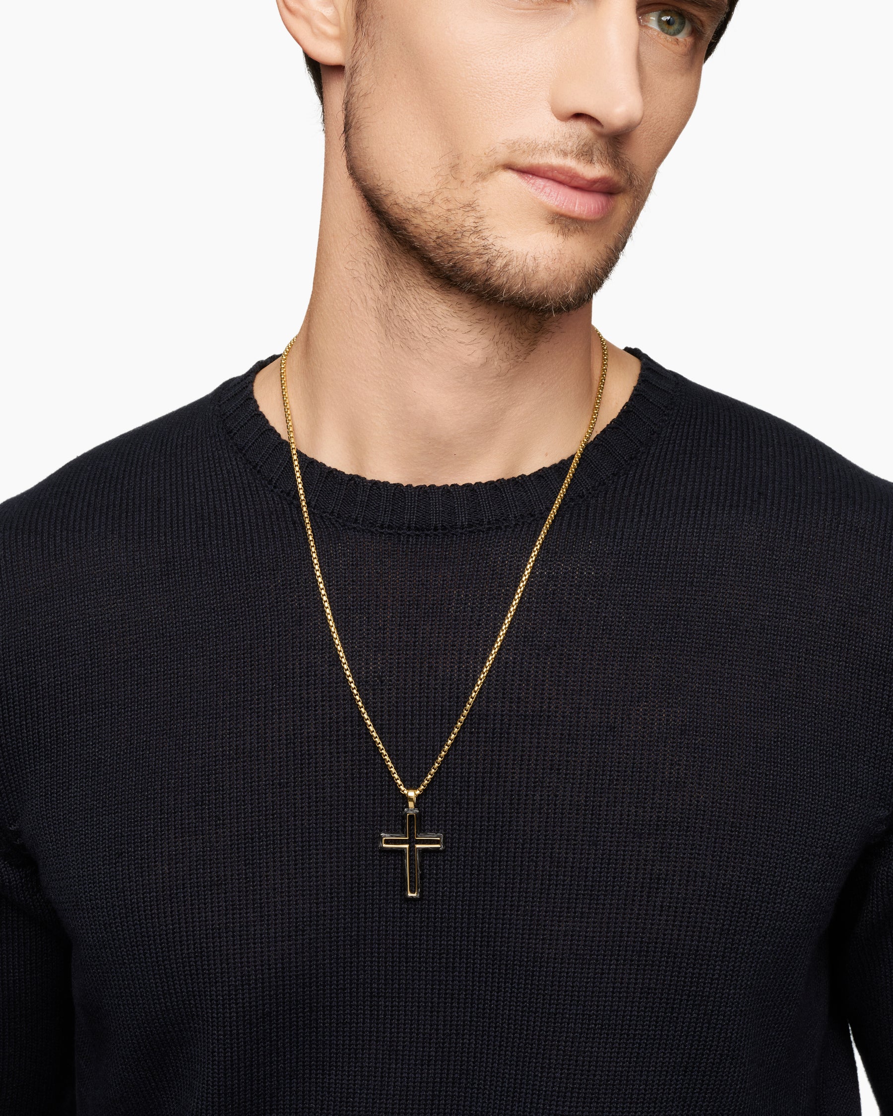 Forged Carbon Cross Pendant in 18K Yellow Gold, 37mm - Image 6