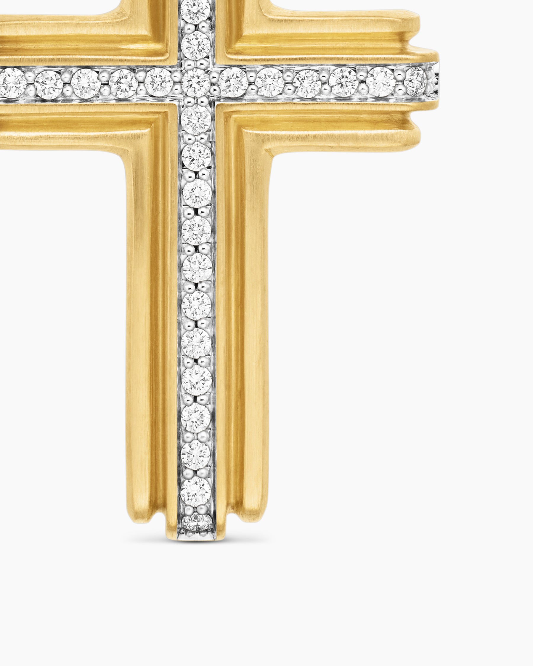 Cross Pendant in 18K Yellow Gold with Diamonds, 34mm - Image 5