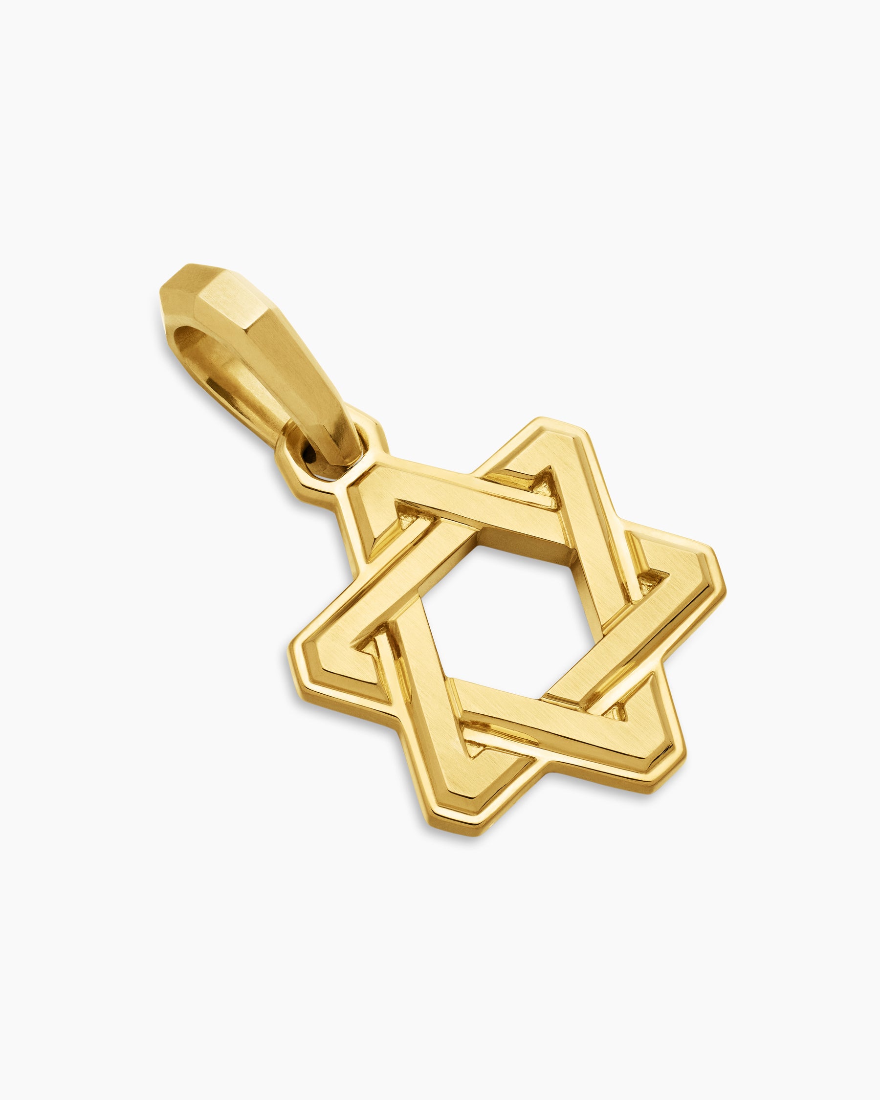 Deco Star of David Pendant in 18K Yellow Gold, 19.5mm - Image 3