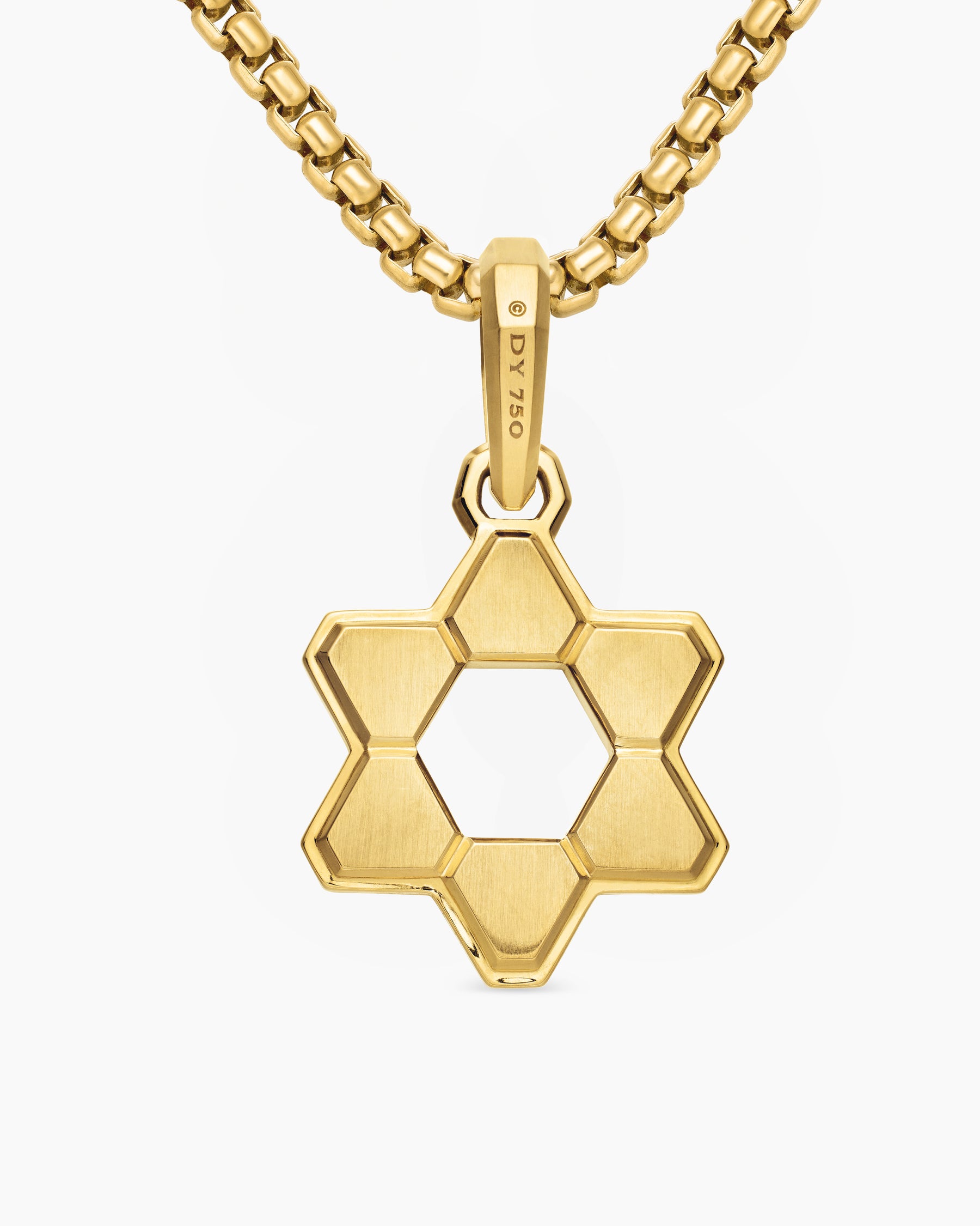 Deco Star of David Pendant in 18K Yellow Gold, 19.5mm - Image 4