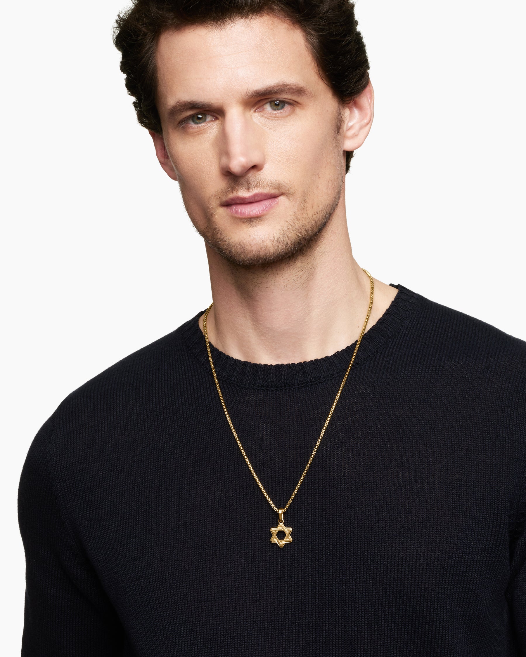 Alternative view of Deco Star of David Pendant in 18K Yellow Gold, 19.5mm