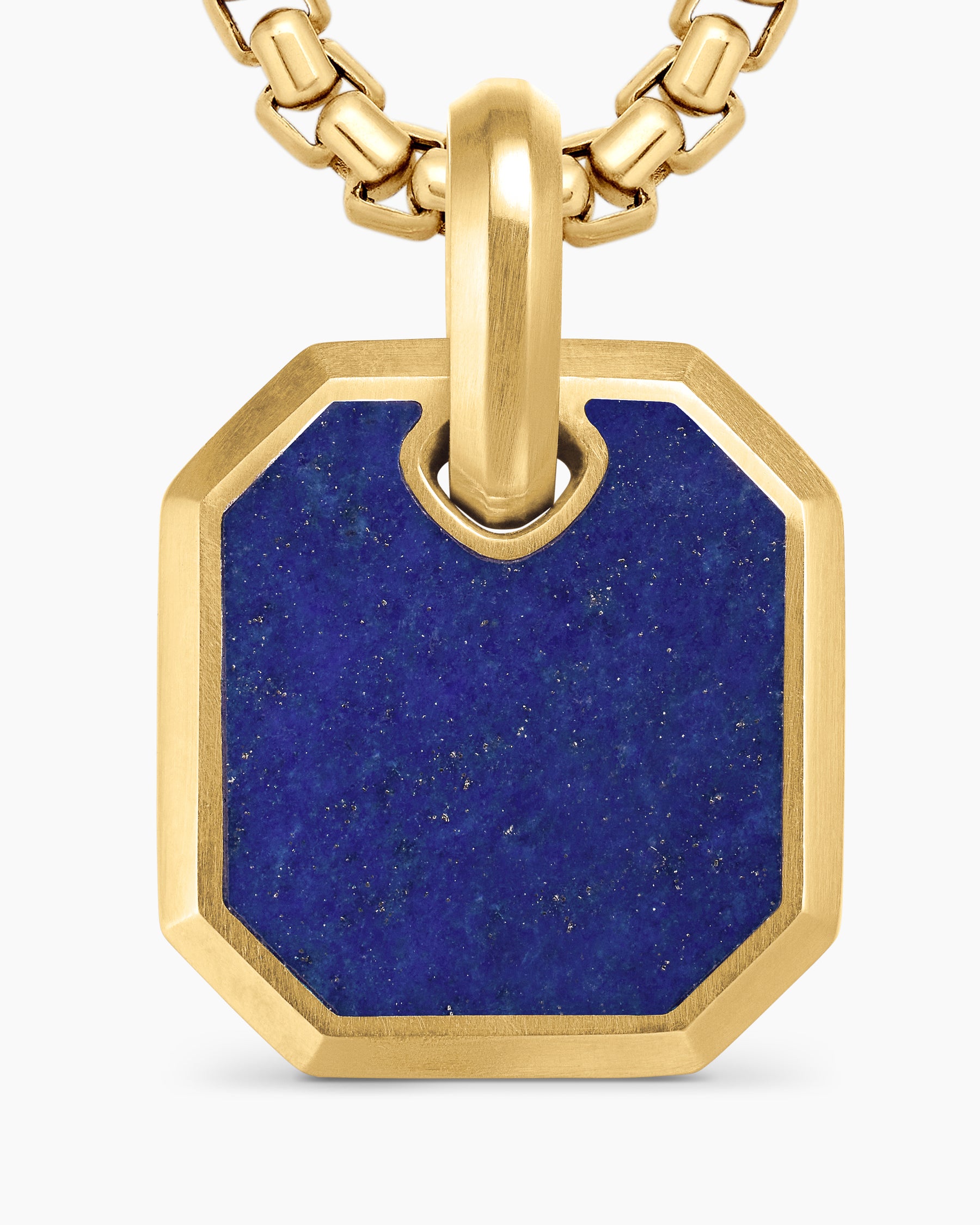 Octagonal Amulet in 18K Yellow Gold with Lapis, 15mm - Image 5
