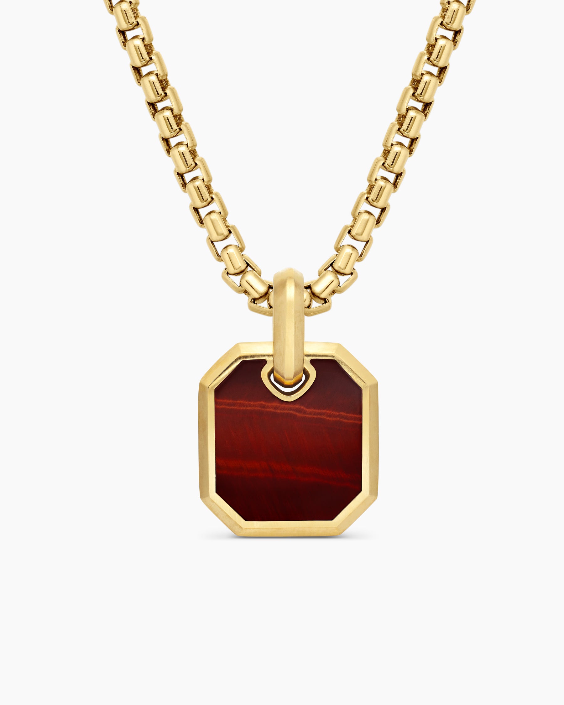 Octagonal Amulet in 18K Yellow Gold with Red Tiger's Eye, 15mm