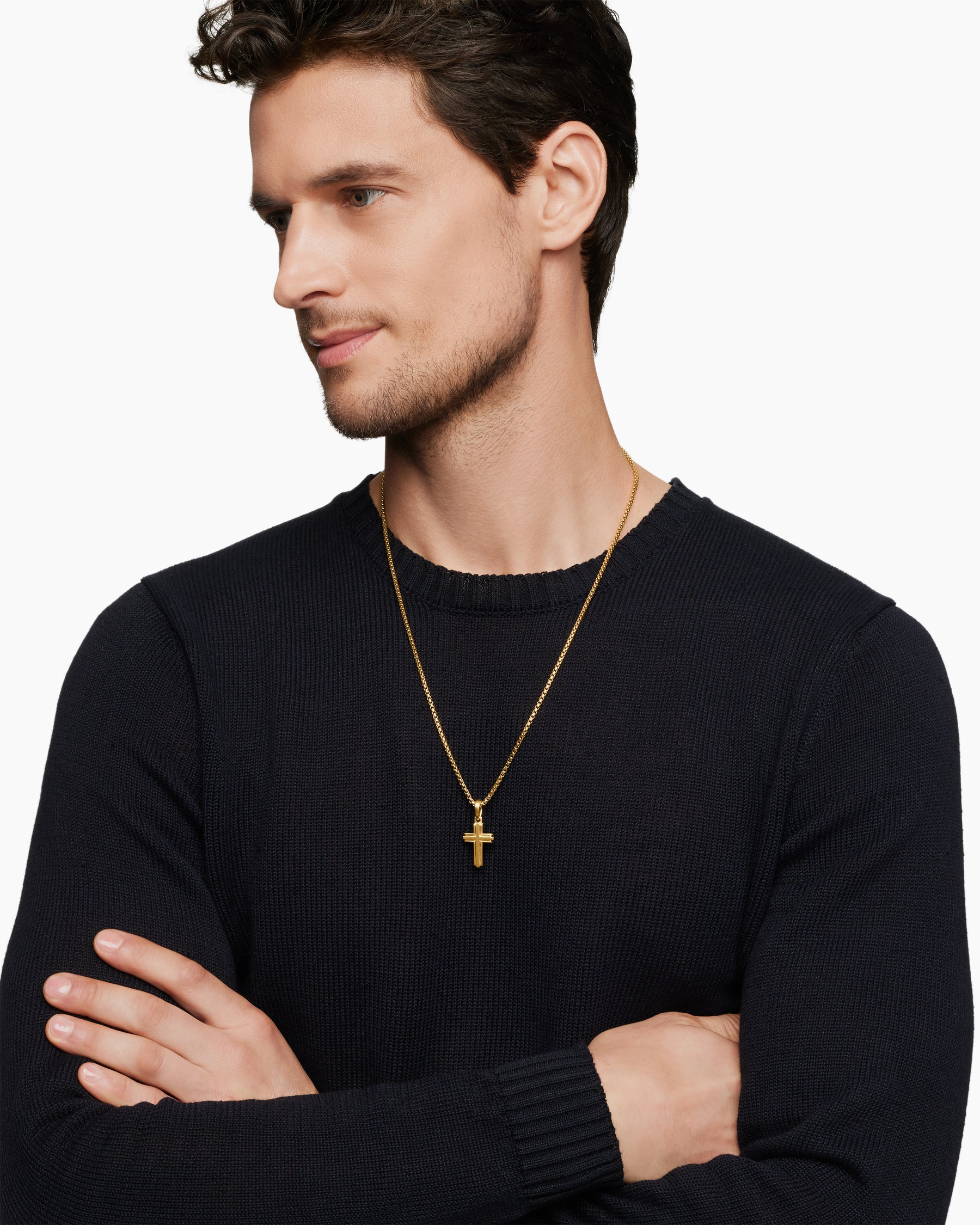 Alternative view of Deco Cross Pendant in 18K Yellow Gold, 27mm