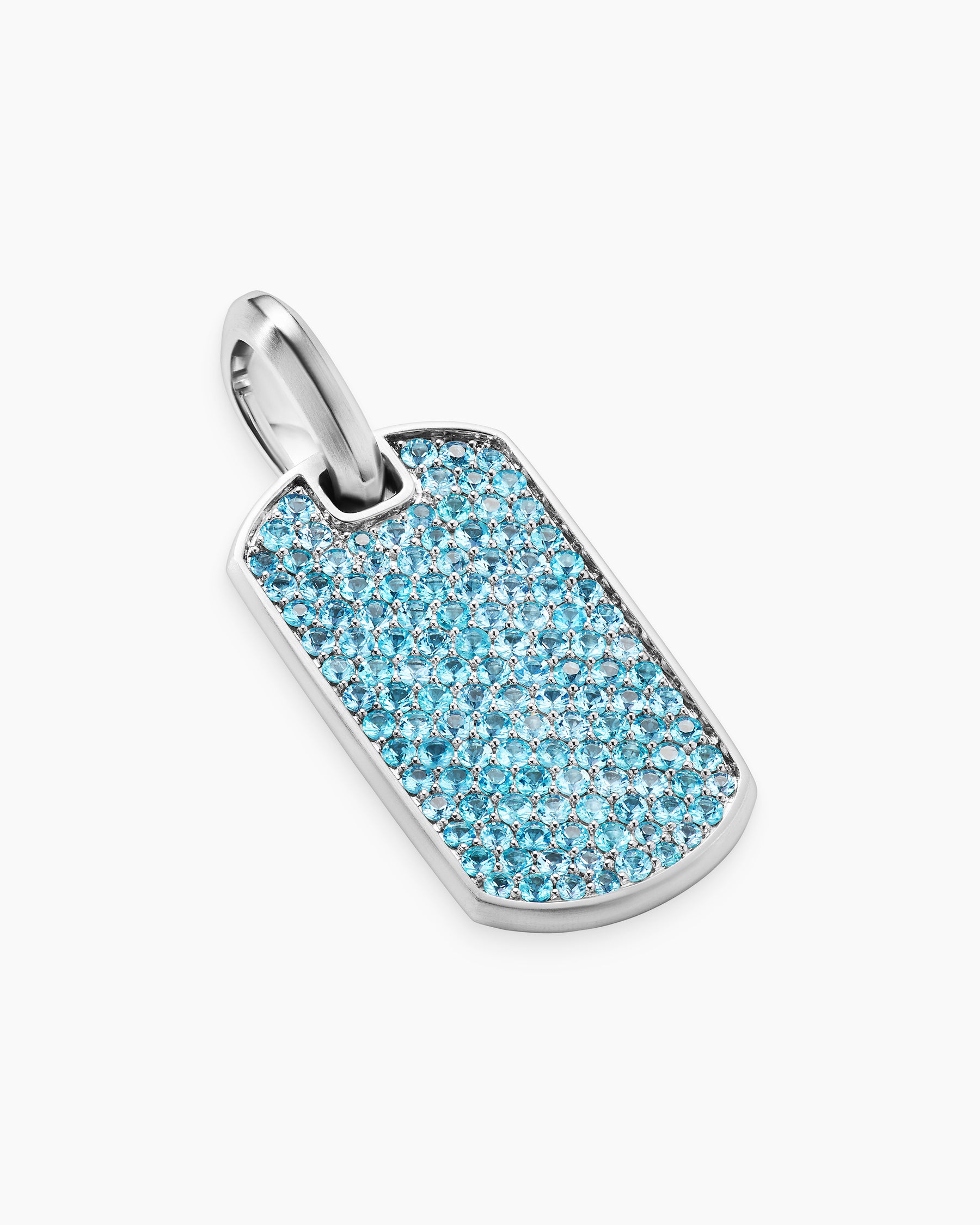 Chevron Tag in 18K White Gold with Paraiba Tourmalines, 27mm - Image 2
