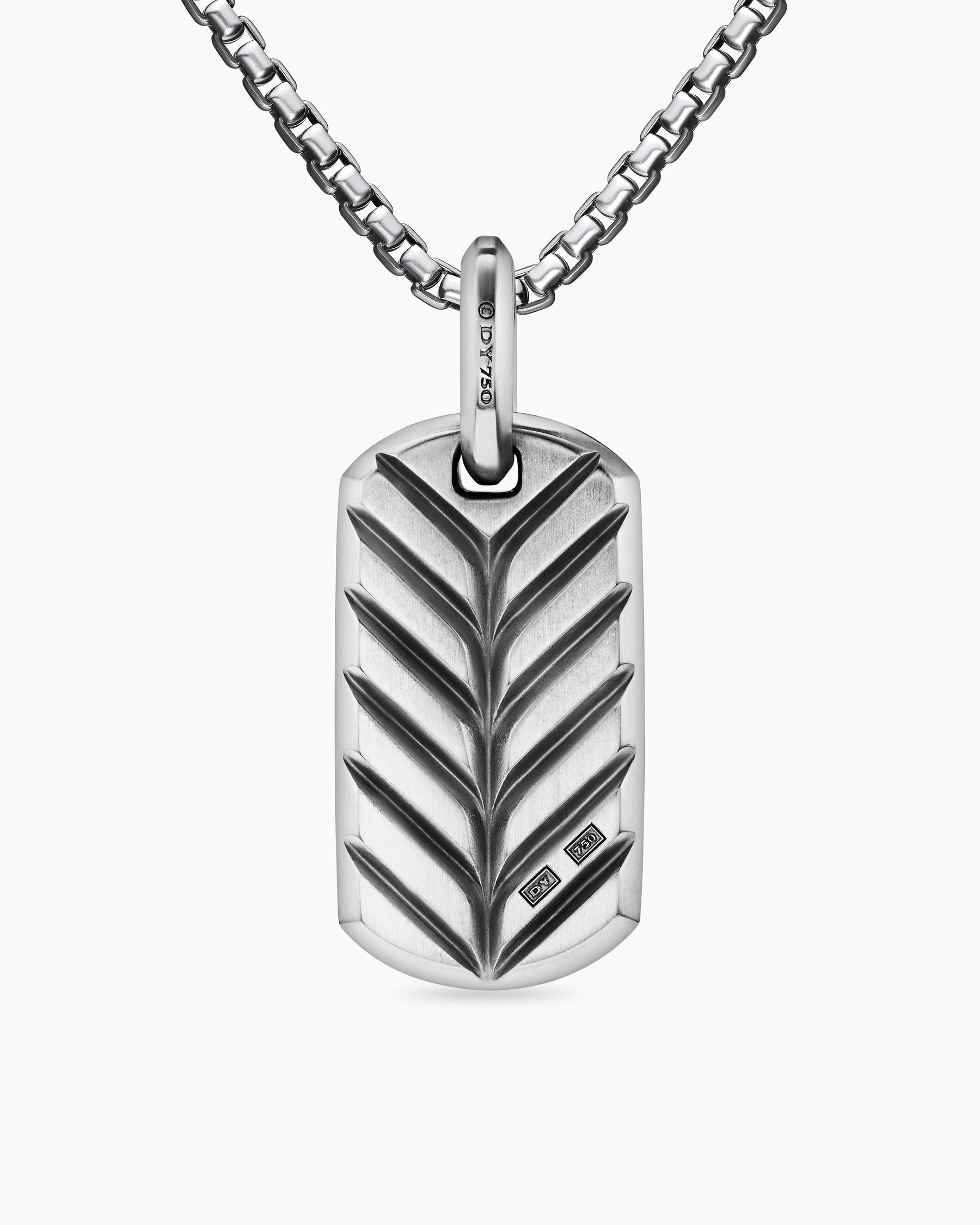 Chevron Tag in 18K White Gold with Paraiba Tourmalines, 27mm - Image 3
