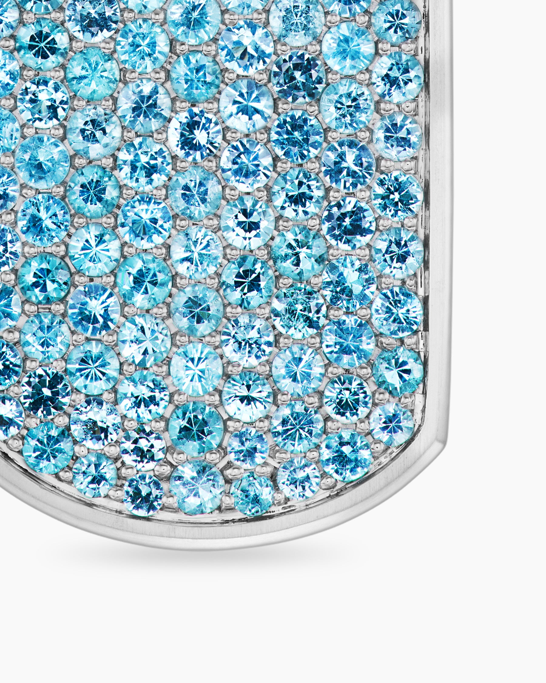 Chevron Tag in 18K White Gold with Paraiba Tourmalines, 27mm - Image 4