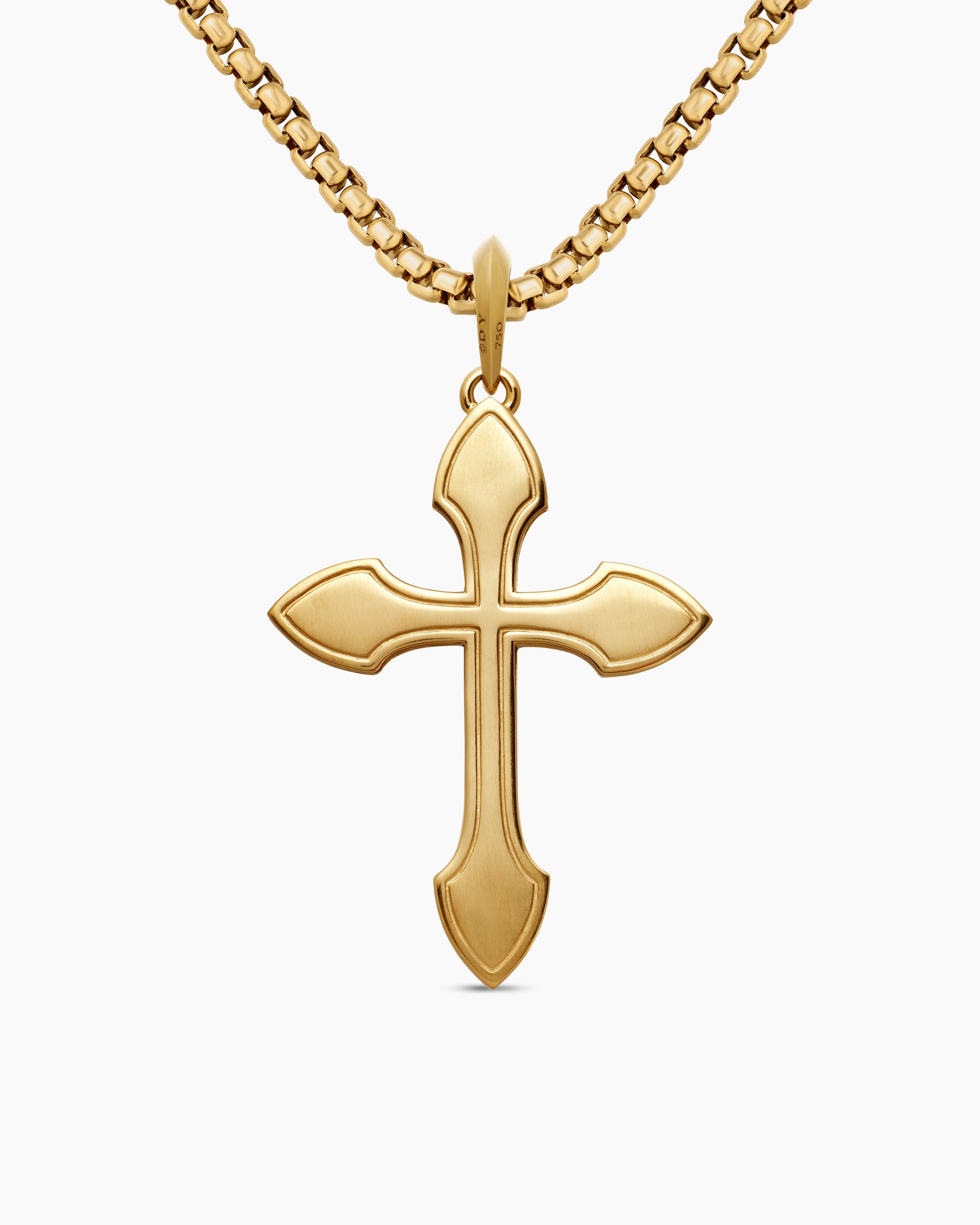 Gothic Cross Pendant in 18K Yellow Gold with Black Diamonds, 36.5mm - Image 4
