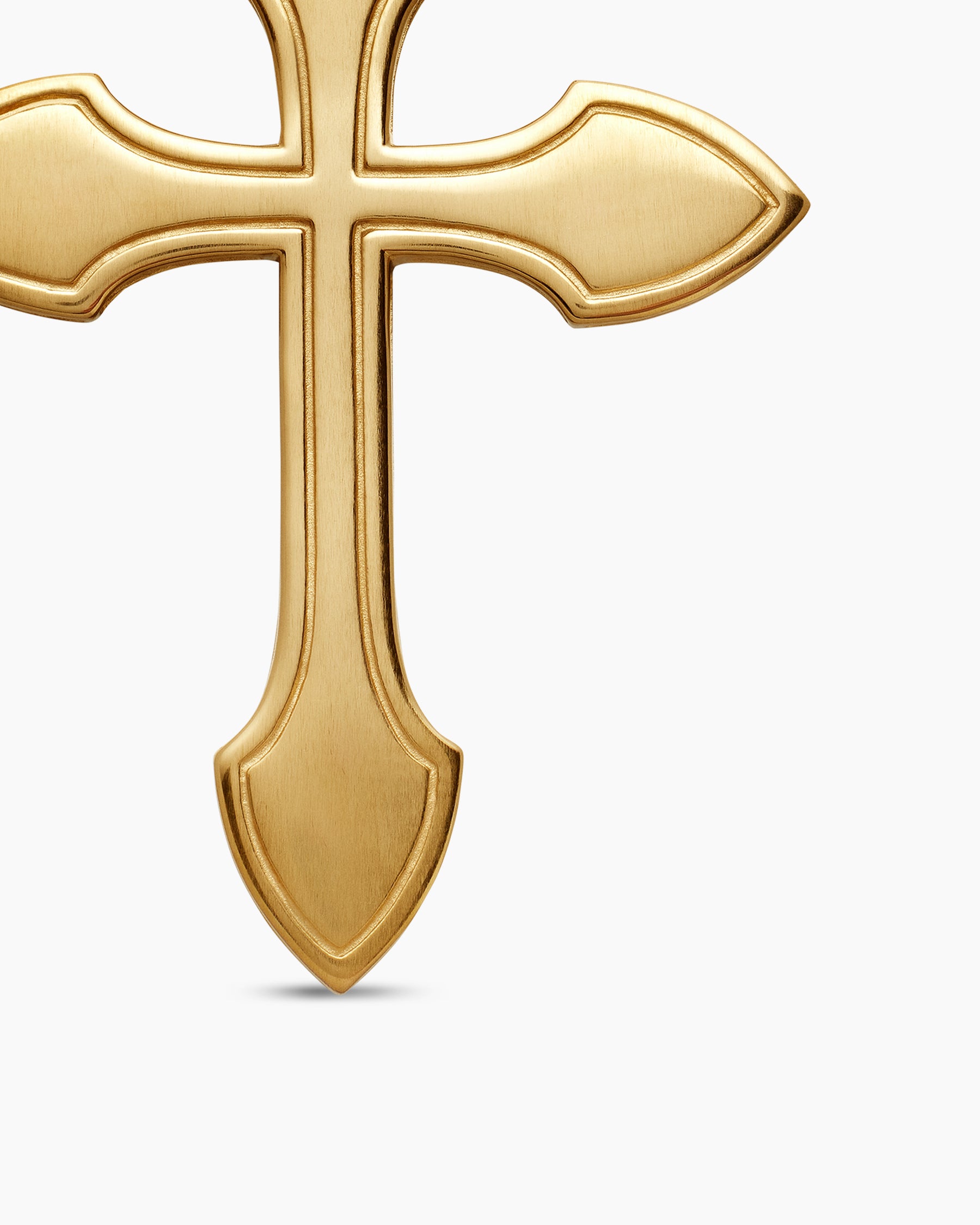 Gothic Cross Pendant in 18K Yellow Gold with Black Diamonds, 36.5mm - Image 6