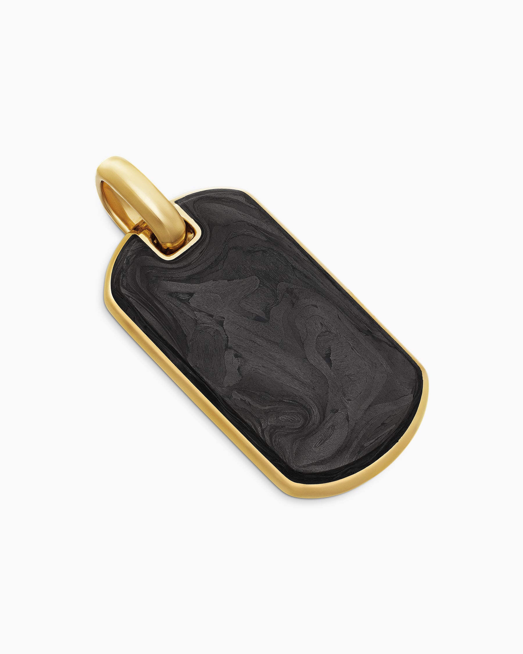 Streamline Tag in 18K Yellow Gold with Forged Carbon, 35mm - Image 3