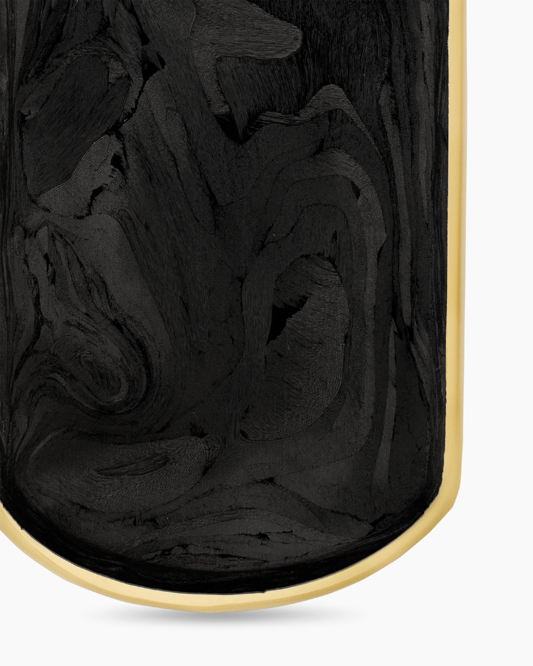 Streamline Tag in 18K Yellow Gold with Forged Carbon, 35mm - Image 5