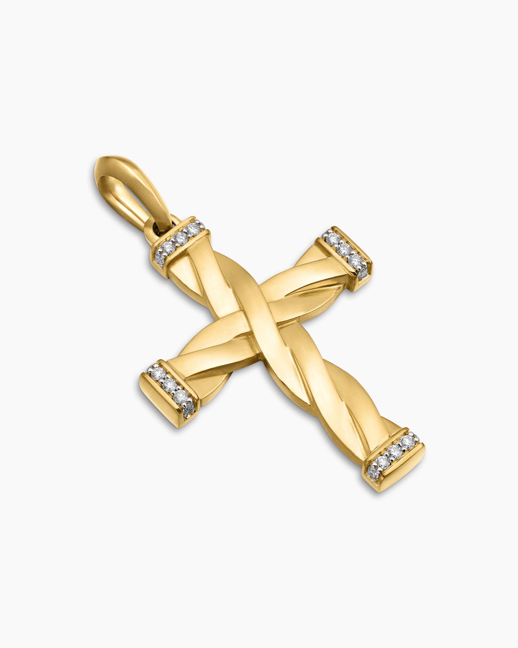 DY Helios Cross Pendant in 18K Yellow Gold with Diamonds, 36mm - Image 3