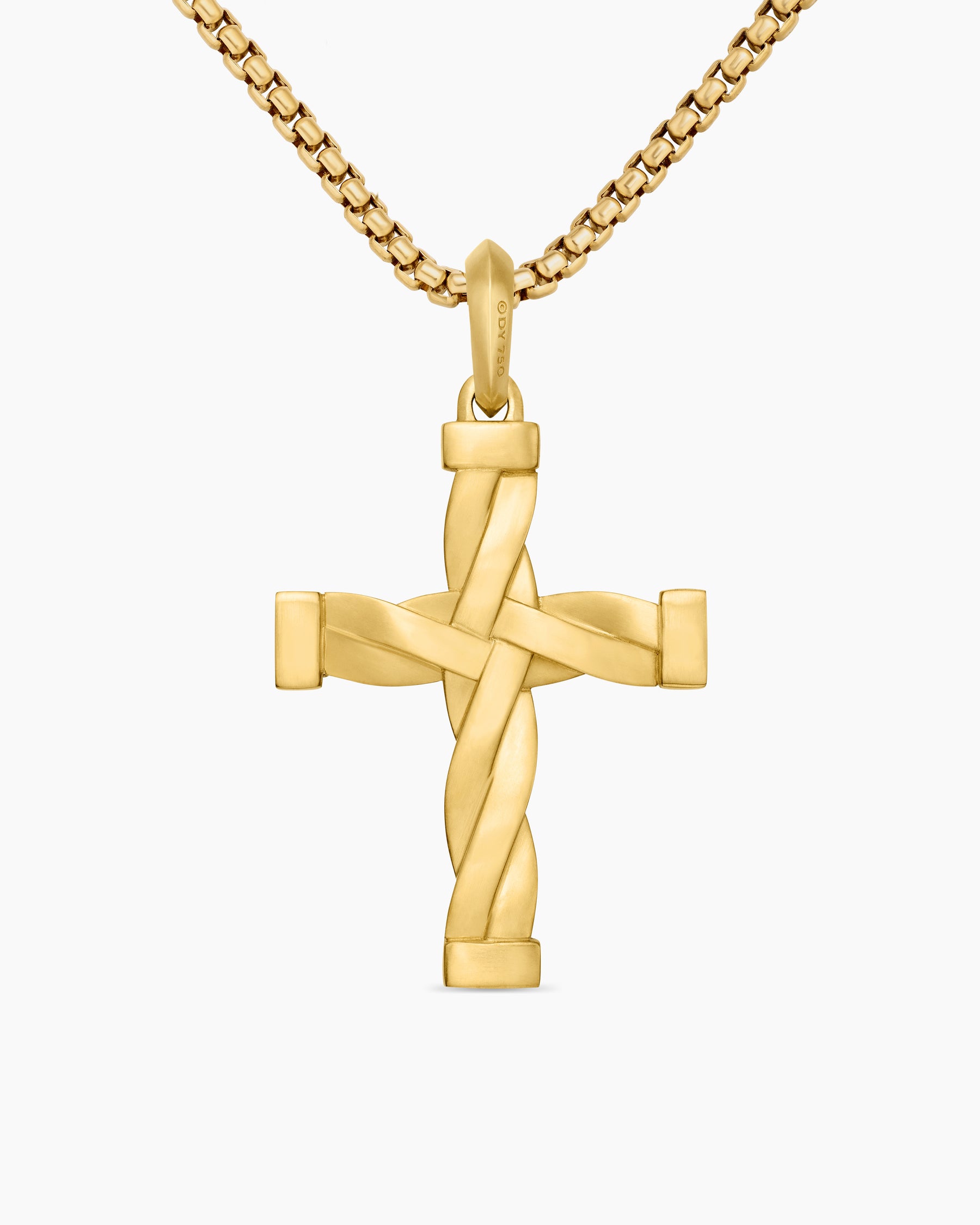 DY Helios Cross Pendant in 18K Yellow Gold with Diamonds, 36mm - Image 4