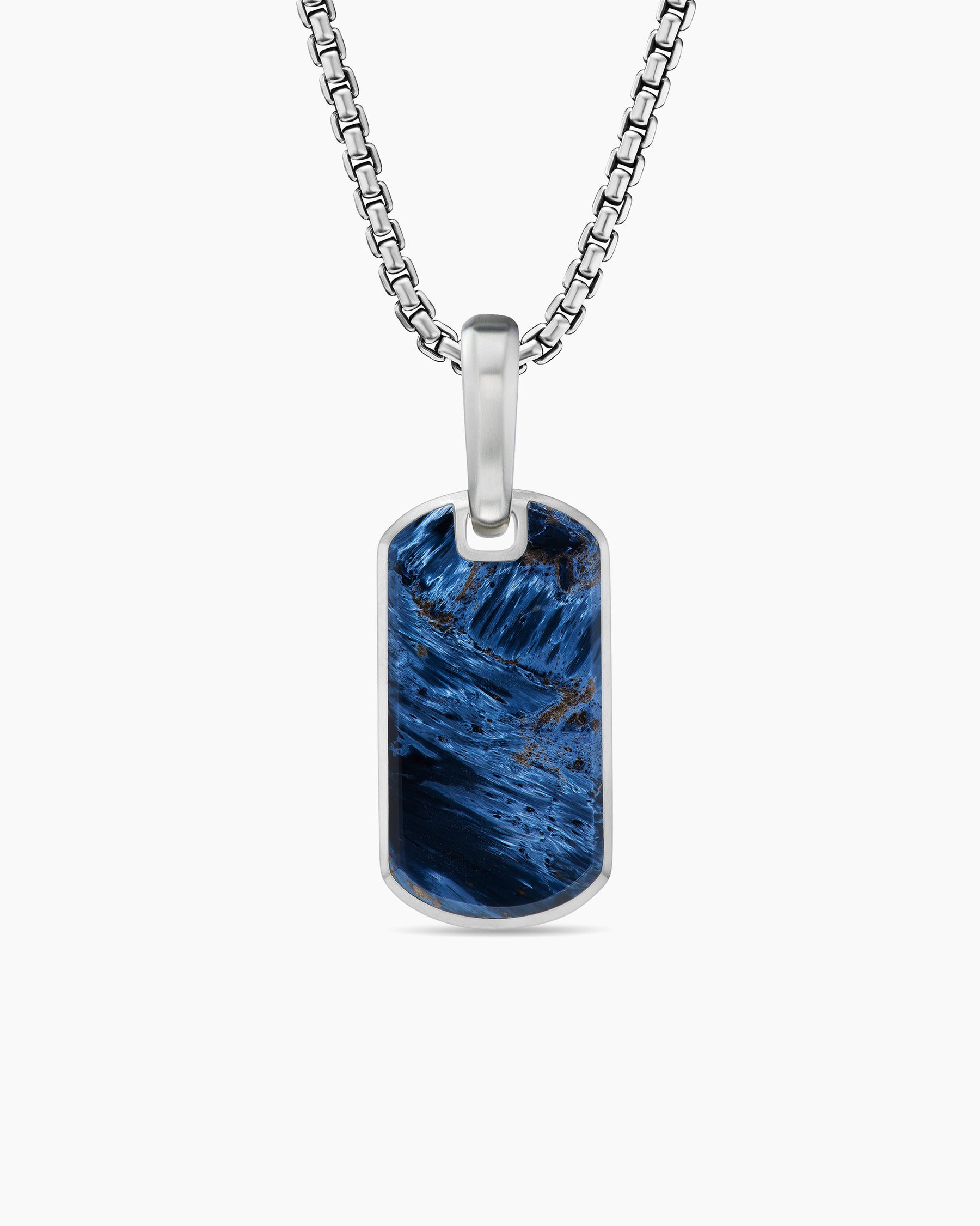 Chevron Tag in Sterling Silver with Pietersite, 21mm
