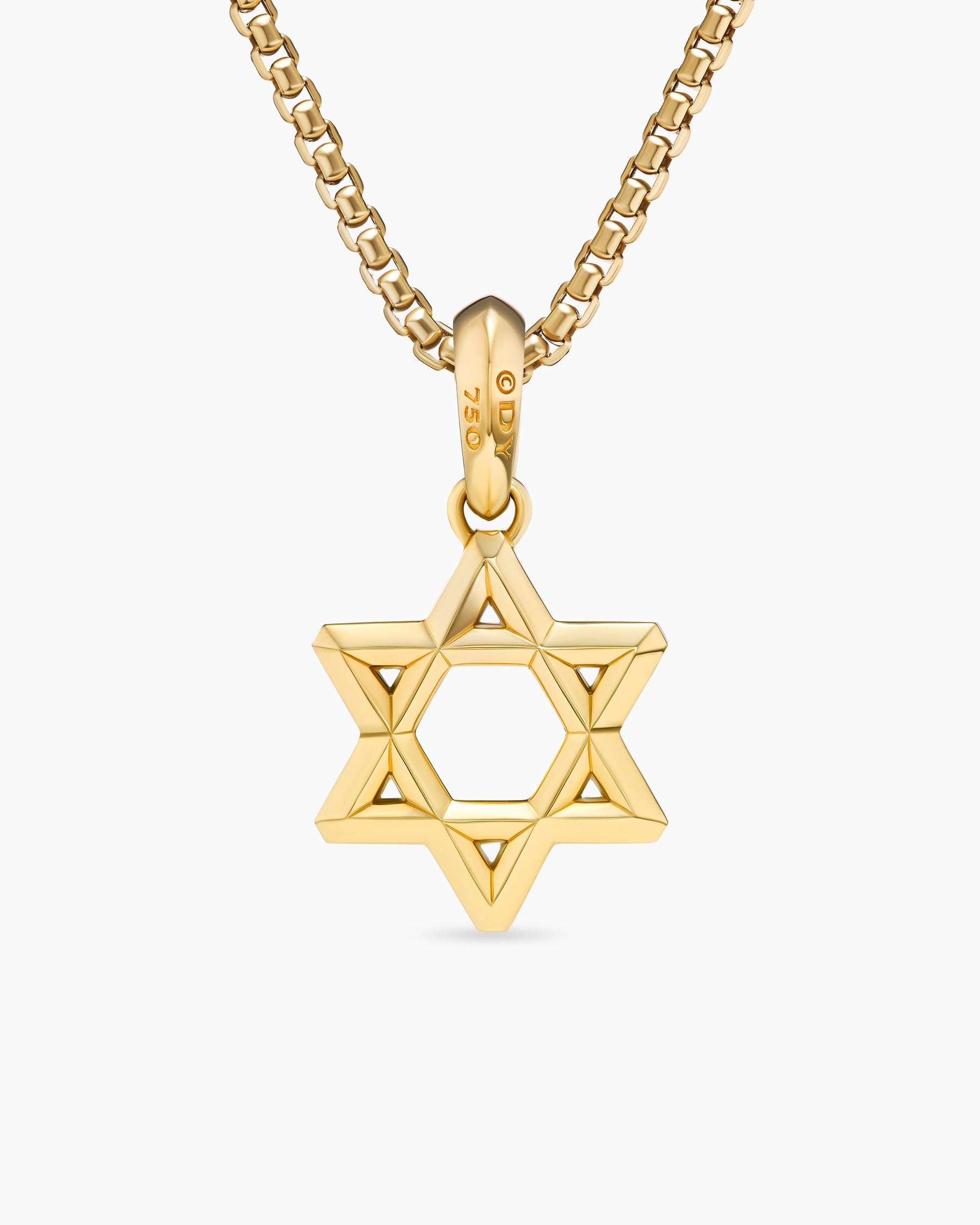 Star of David Pendant in 18K Yellow Gold with Diamonds, 19mm - Image 4