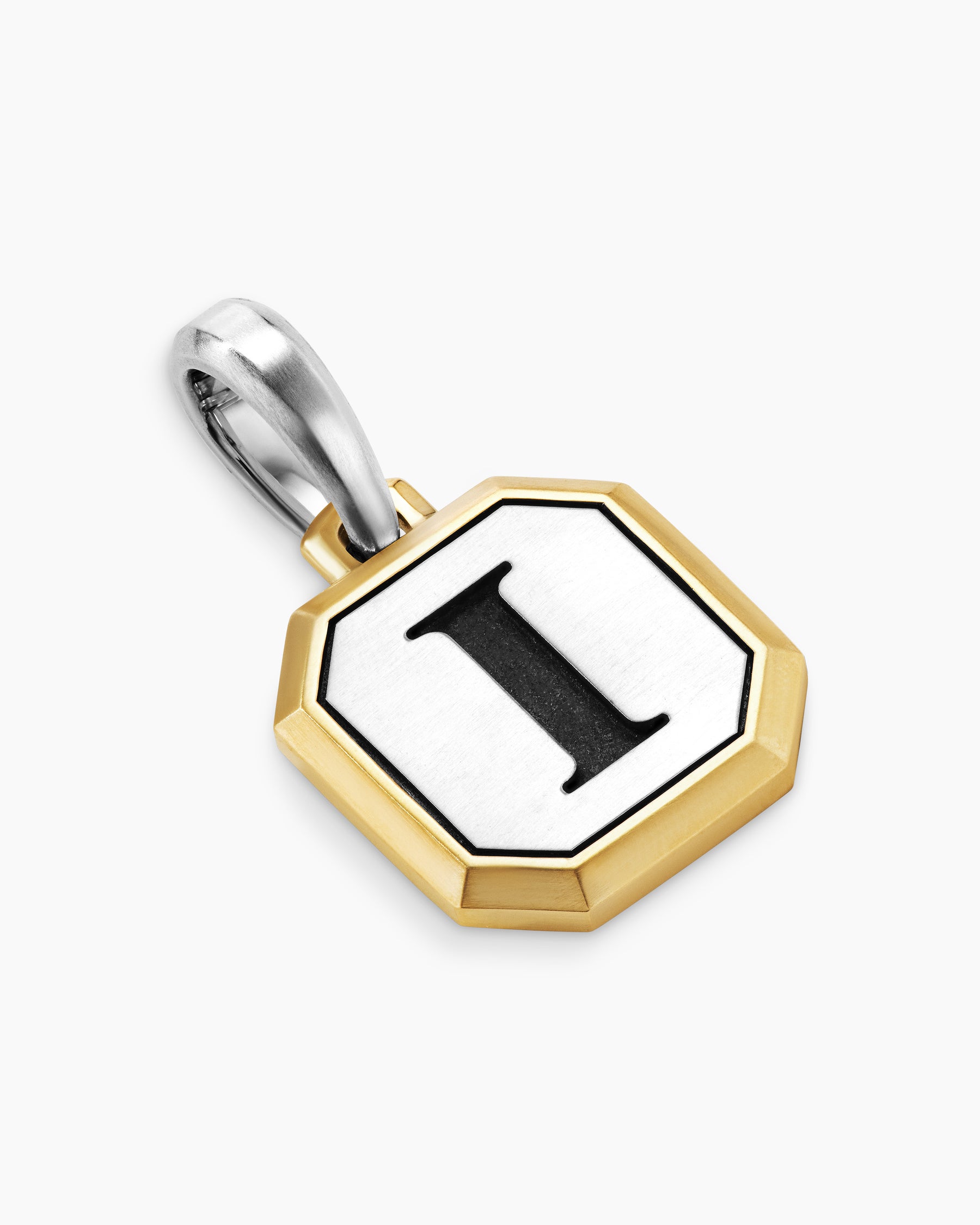I Initial Amulet in Sterling Silver with 14K Yellow Gold, 17mm - Image 3