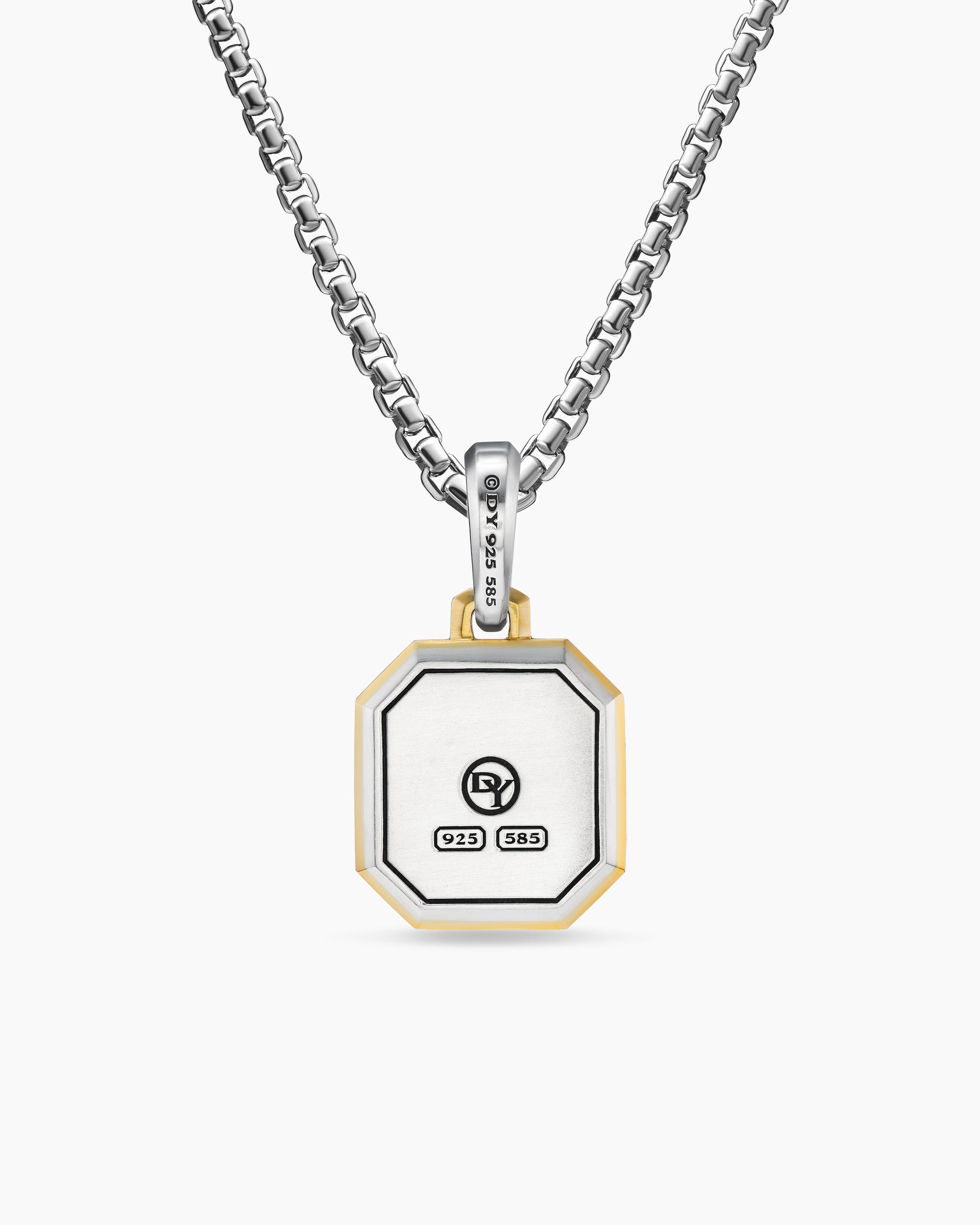 J Initial Amulet in Sterling Silver with 14K Yellow Gold, 17mm - Image 4