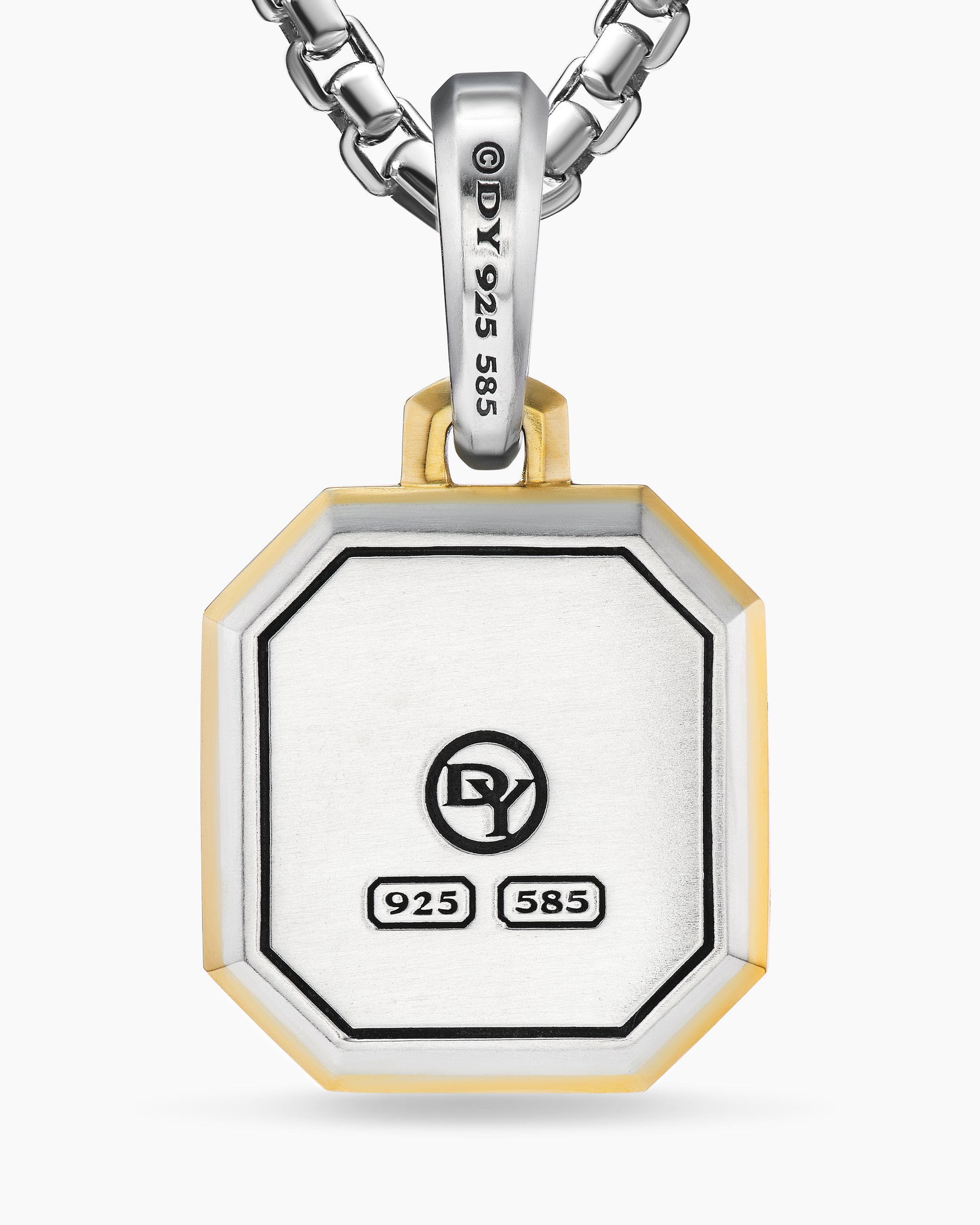J Initial Amulet in Sterling Silver with 14K Yellow Gold, 17mm - Image 6