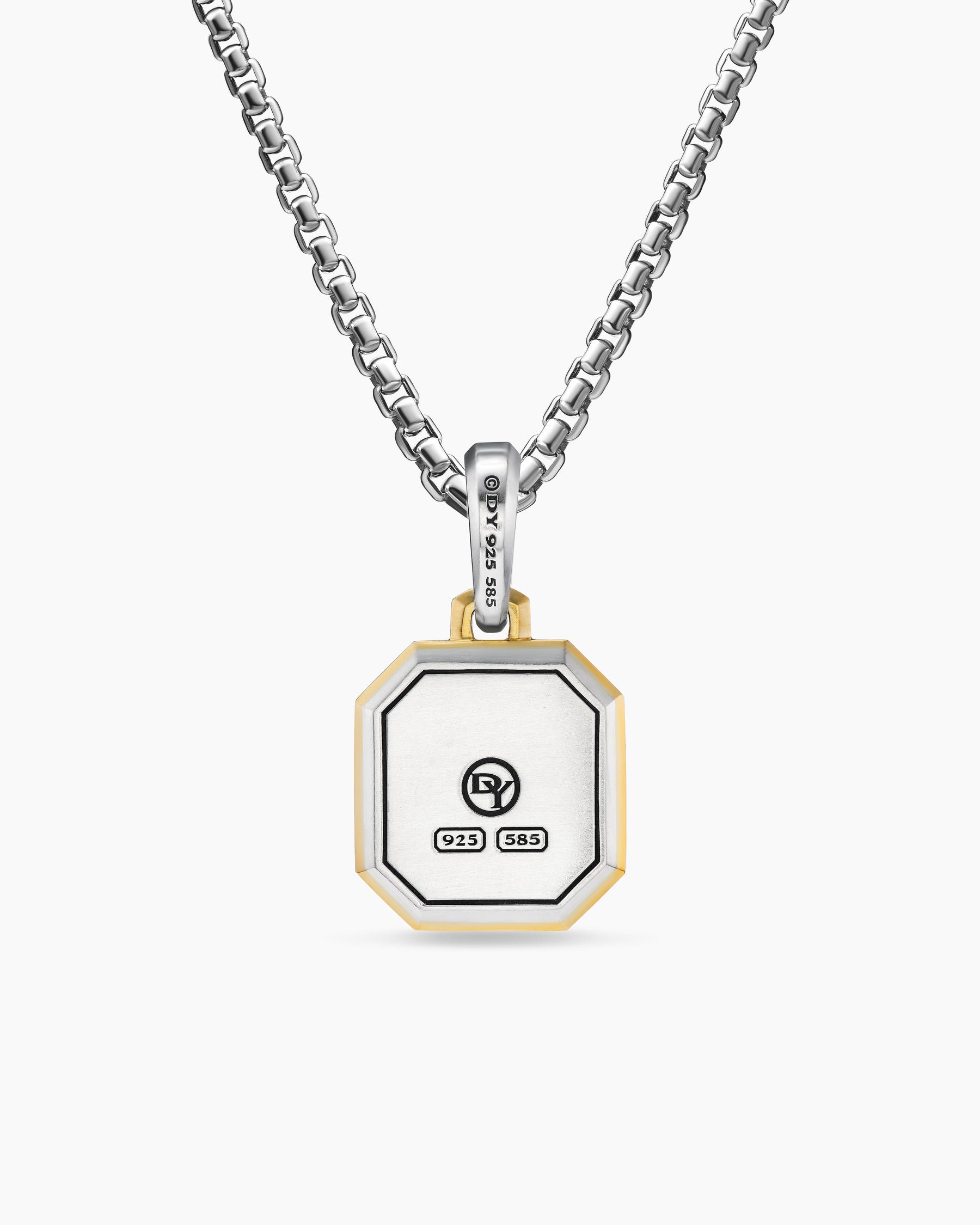 M Initial Amulet in Sterling Silver with 14K Yellow Gold, 17mm - Image 4