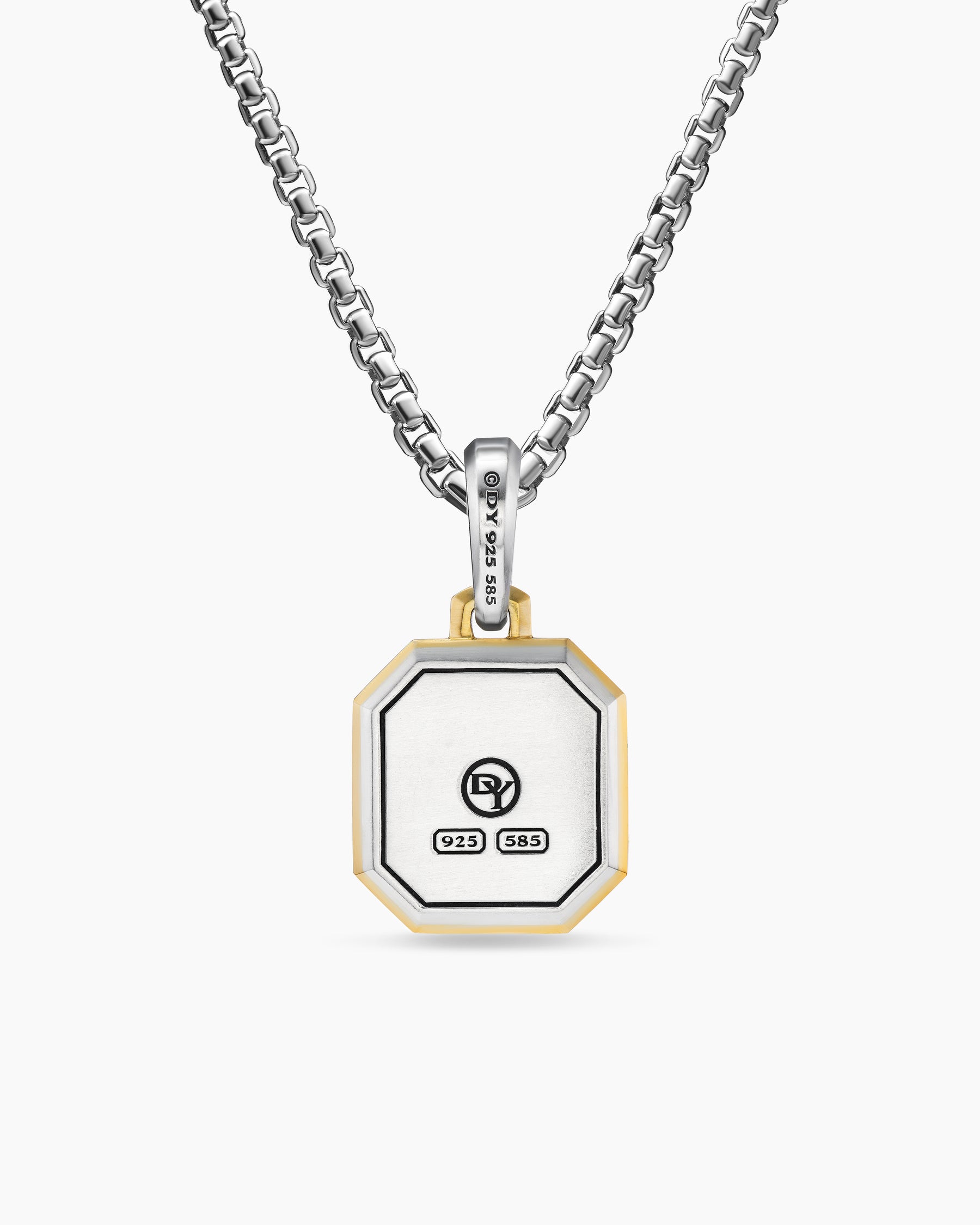 U Initial Amulet in Sterling Silver with 14K Yellow Gold, 17mm - Image 4