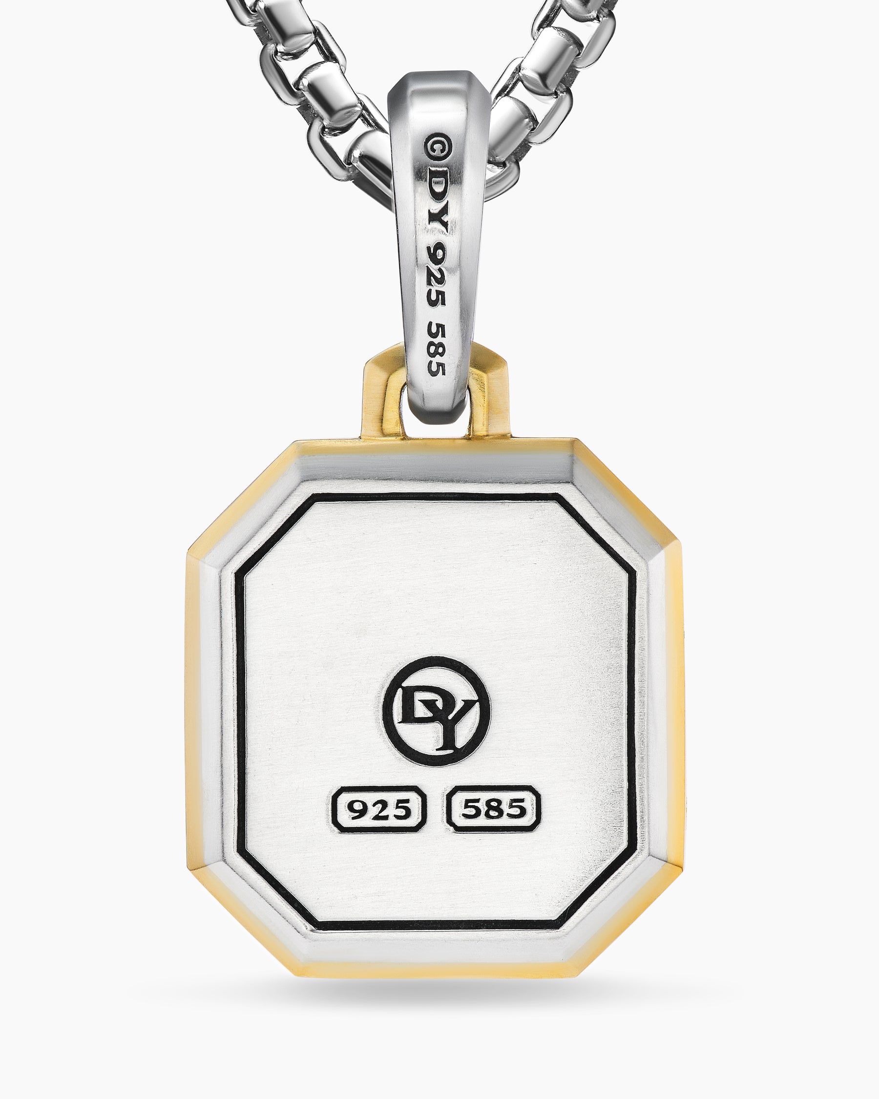 U Initial Amulet in Sterling Silver with 14K Yellow Gold, 17mm - Image 6