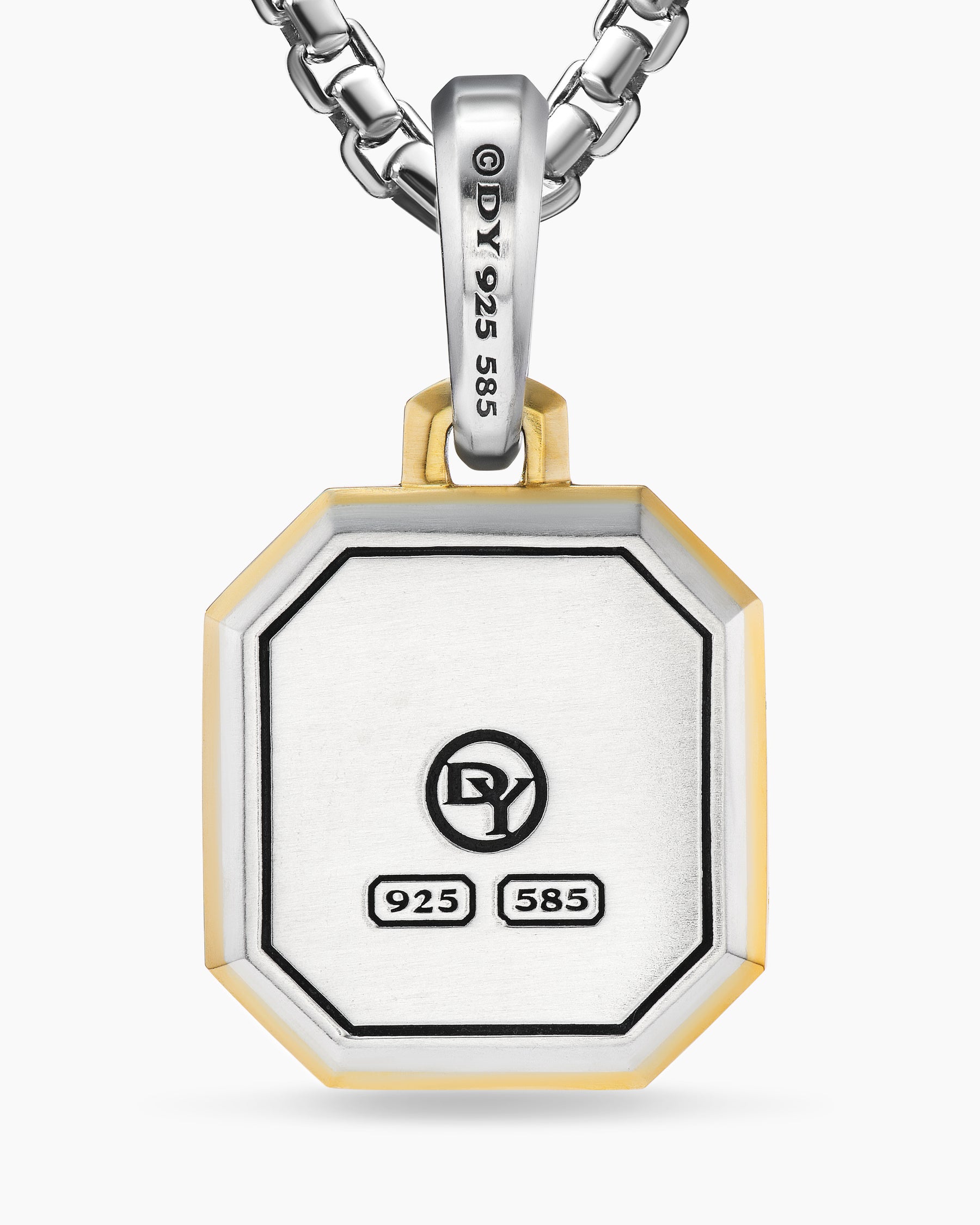W Initial Amulet in Sterling Silver with 14K Yellow Gold, 17mm - Image 6