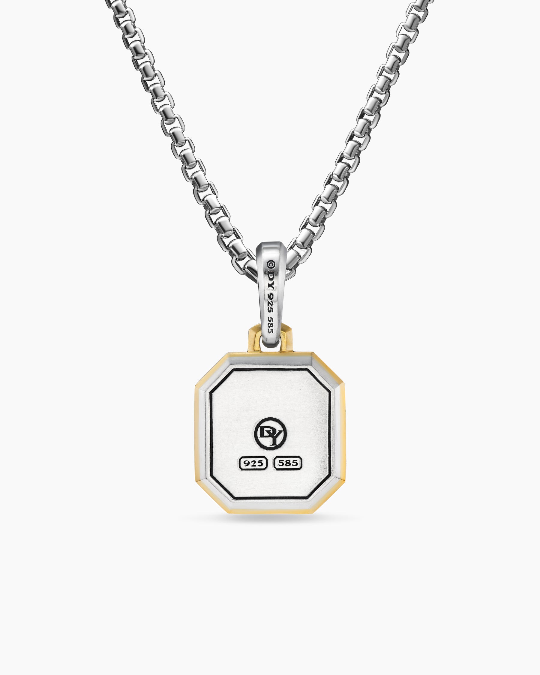 X Initial Amulet in Sterling Silver with 14K Yellow Gold, 17mm - Image 4